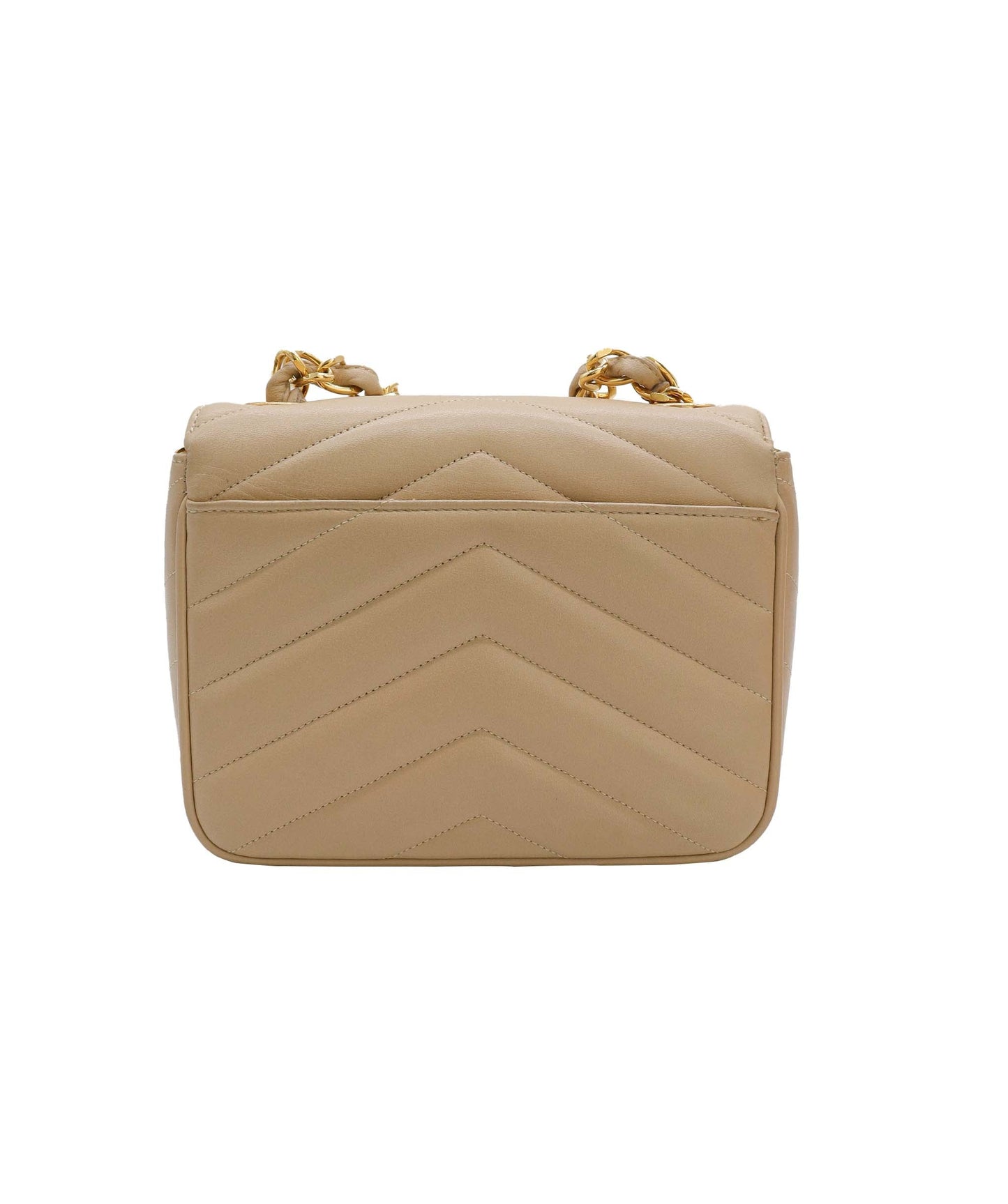 CHANEL V stitch ChainShoulder Beige DXBS0985
