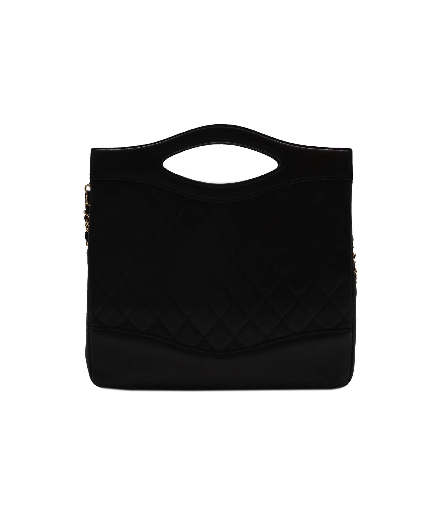 CHANEL VINTAGE 2WAY SHOULDER BAG BLACK LAMBSKIN 90239090