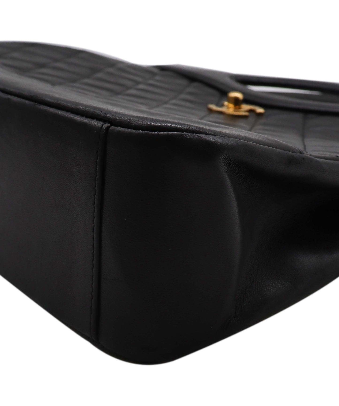 CHANEL VINTAGE 2WAY SHOULDER BAG BLACK LAMBSKIN 90239090
