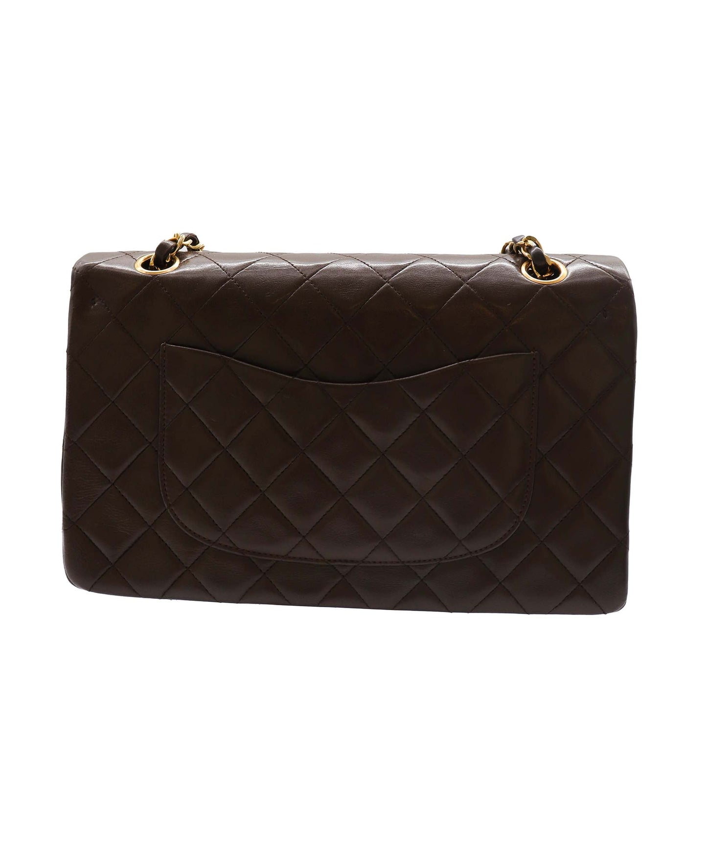CHANEL VINTAGE CLASSIC FLAP MEDIUM CHAIN SHOULDER BAG BROWN LAMB SKIN DXBS2271