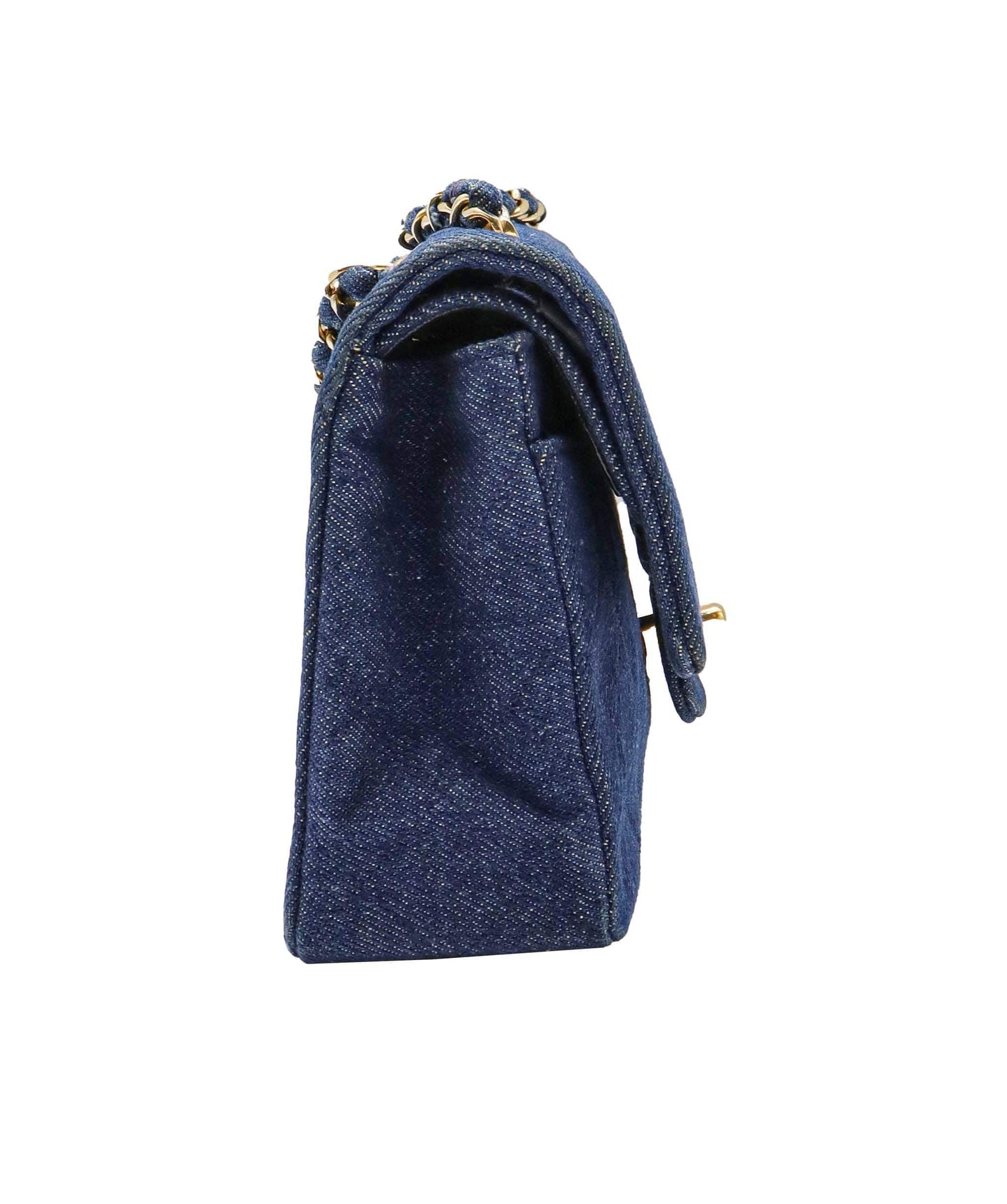 CHANEL VINTAGE CLASSIC FLAP SMALL CHAIN SHOULDER BAG BLUE DENIM 90246350 DXBS0596