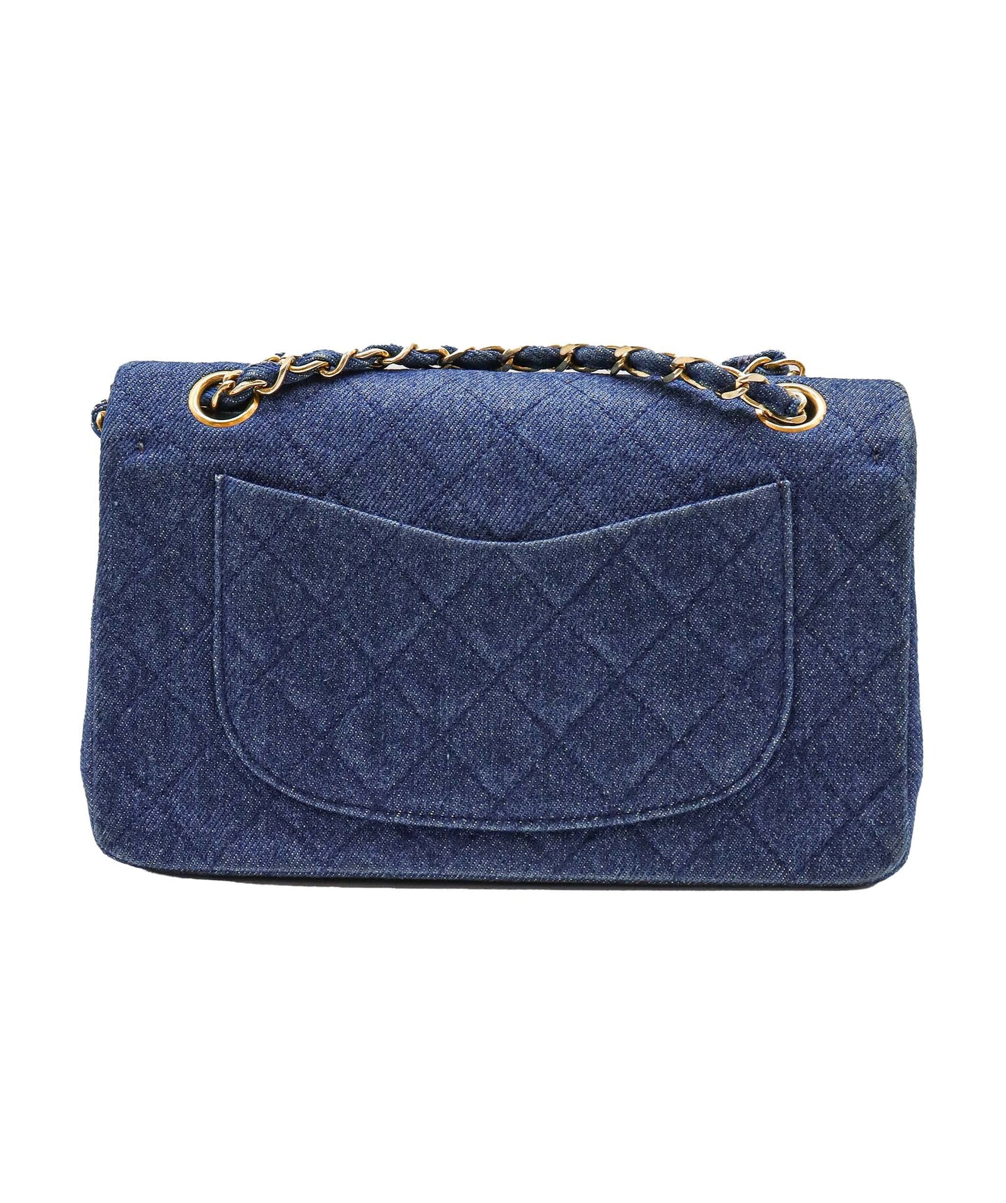 CHANEL VINTAGE CLASSIC FLAP SMALL CHAIN SHOULDER BAG BLUE DENIM 90246350 DXBS0596