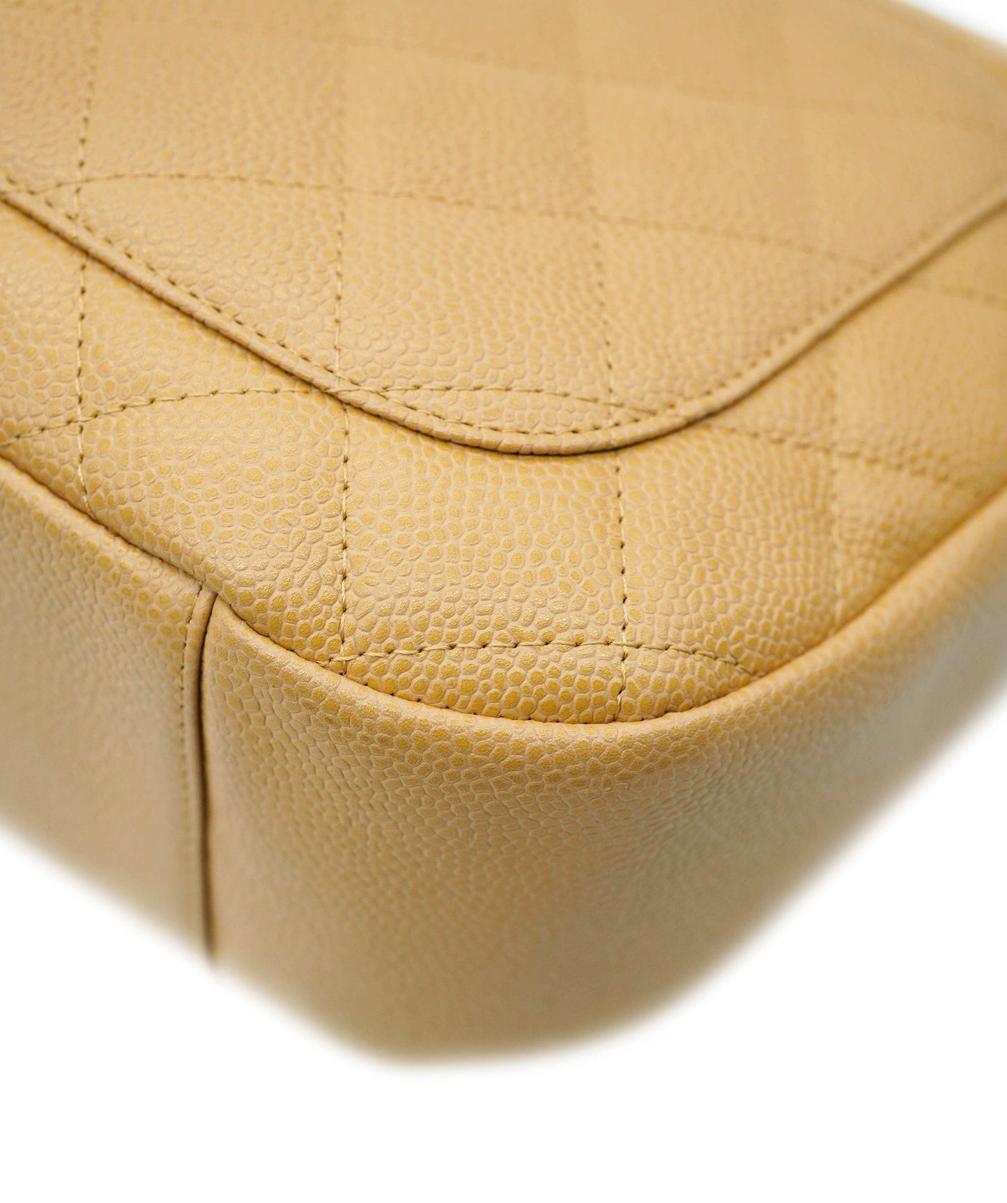 CHANEL VINTAGE HALF MOON ONE SHOULDER BAG BEIGE CAVIAR SKIN DBXS2164