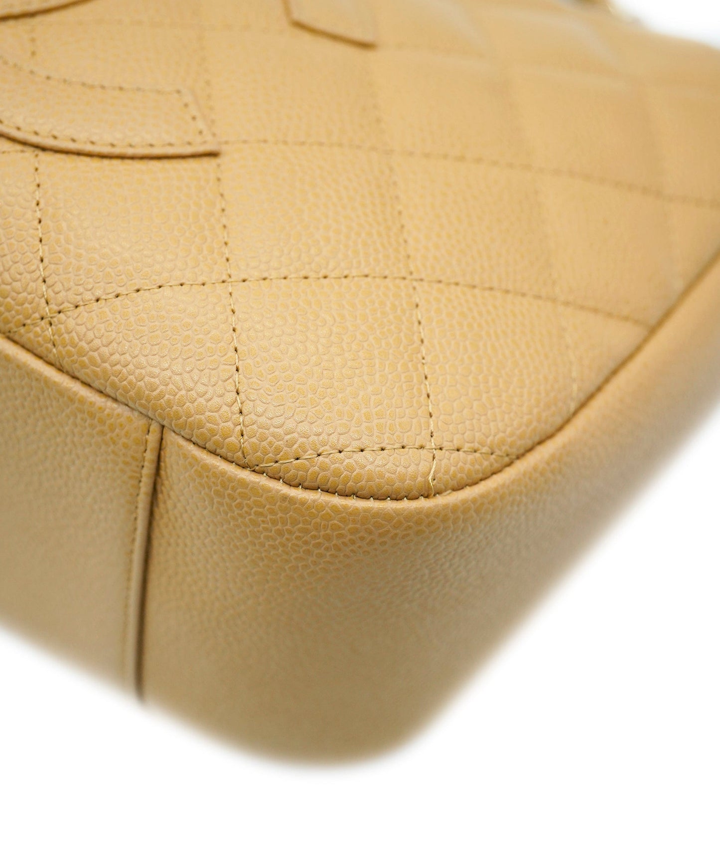 CHANEL VINTAGE HALF MOON ONE SHOULDER BAG BEIGE CAVIAR SKIN DBXS2164
