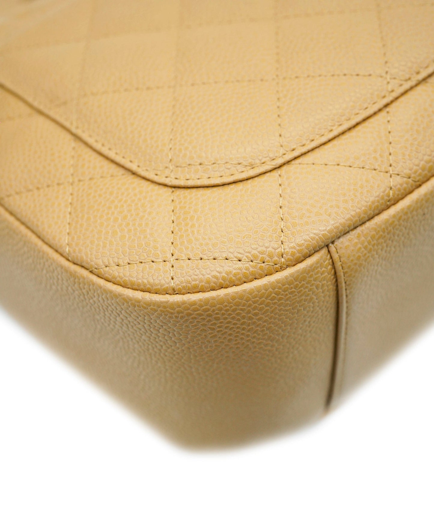 CHANEL VINTAGE HALF MOON ONE SHOULDER BAG BEIGE CAVIAR SKIN DBXS2164
