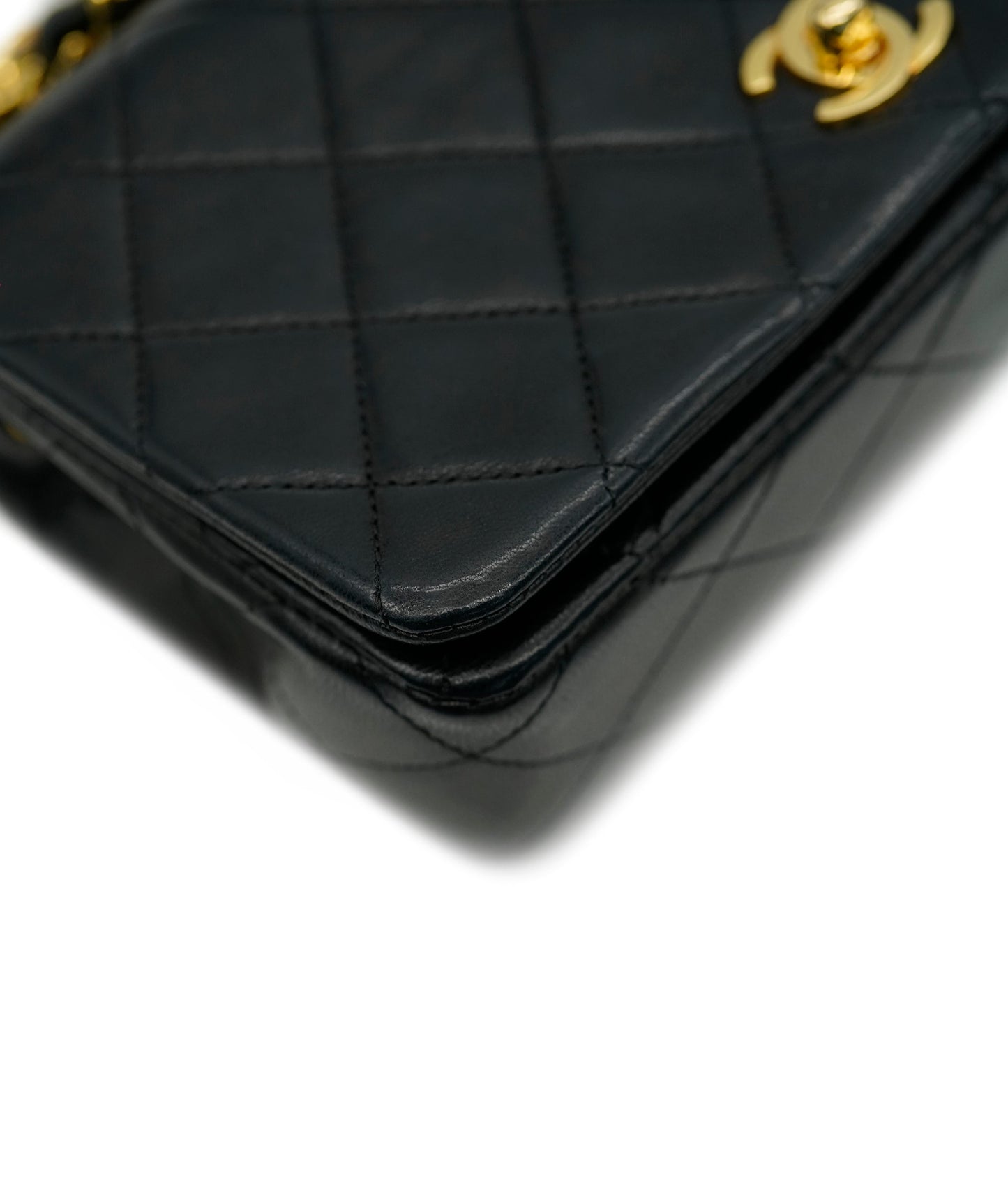 CHANEL VINTAGE MINI FULL FLAP CHAIN SHOULDER BAG BLACK LAMB SKIN DBXS2155