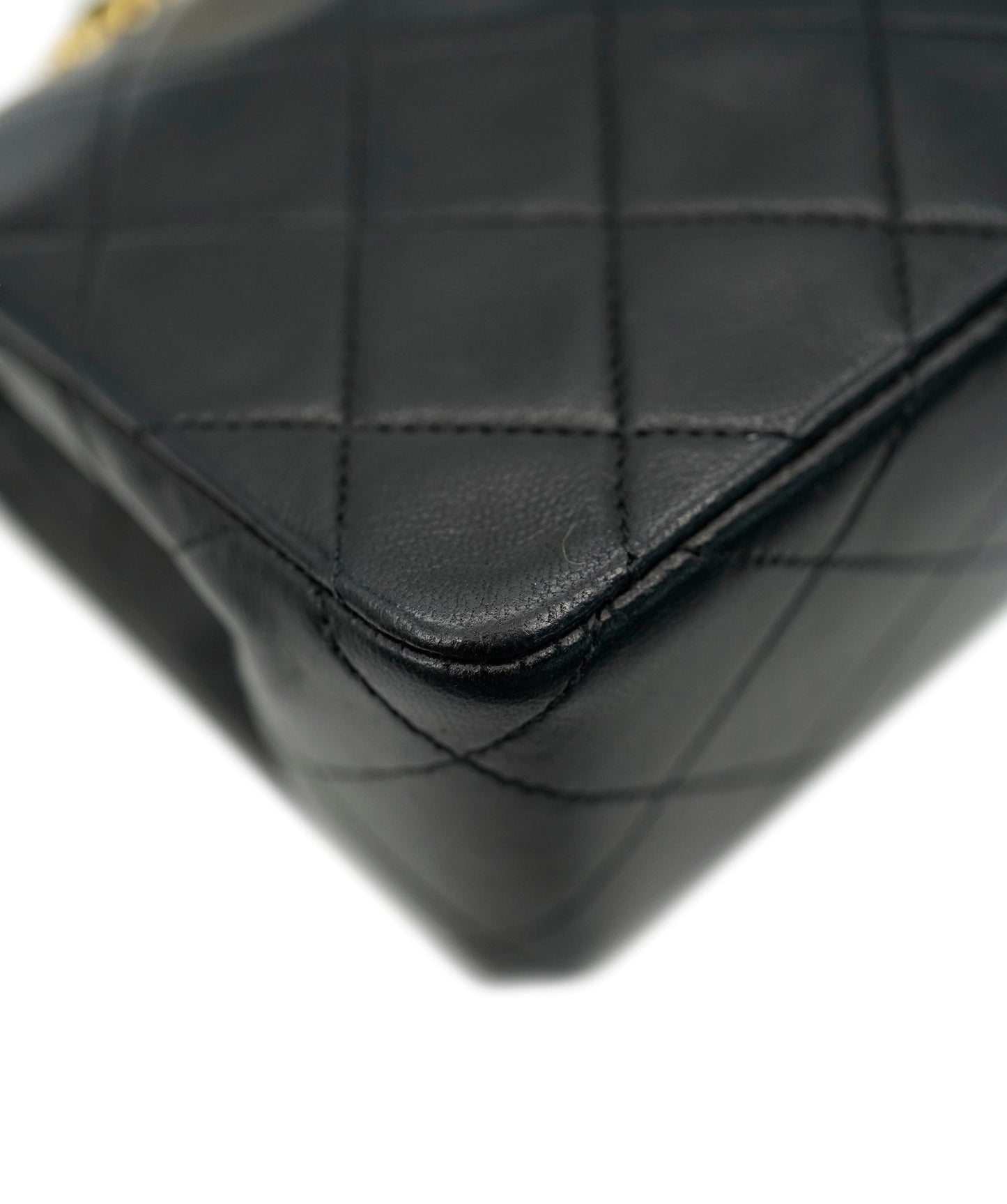 CHANEL VINTAGE MINI FULL FLAP CHAIN SHOULDER BAG BLACK LAMB SKIN DBXS2155