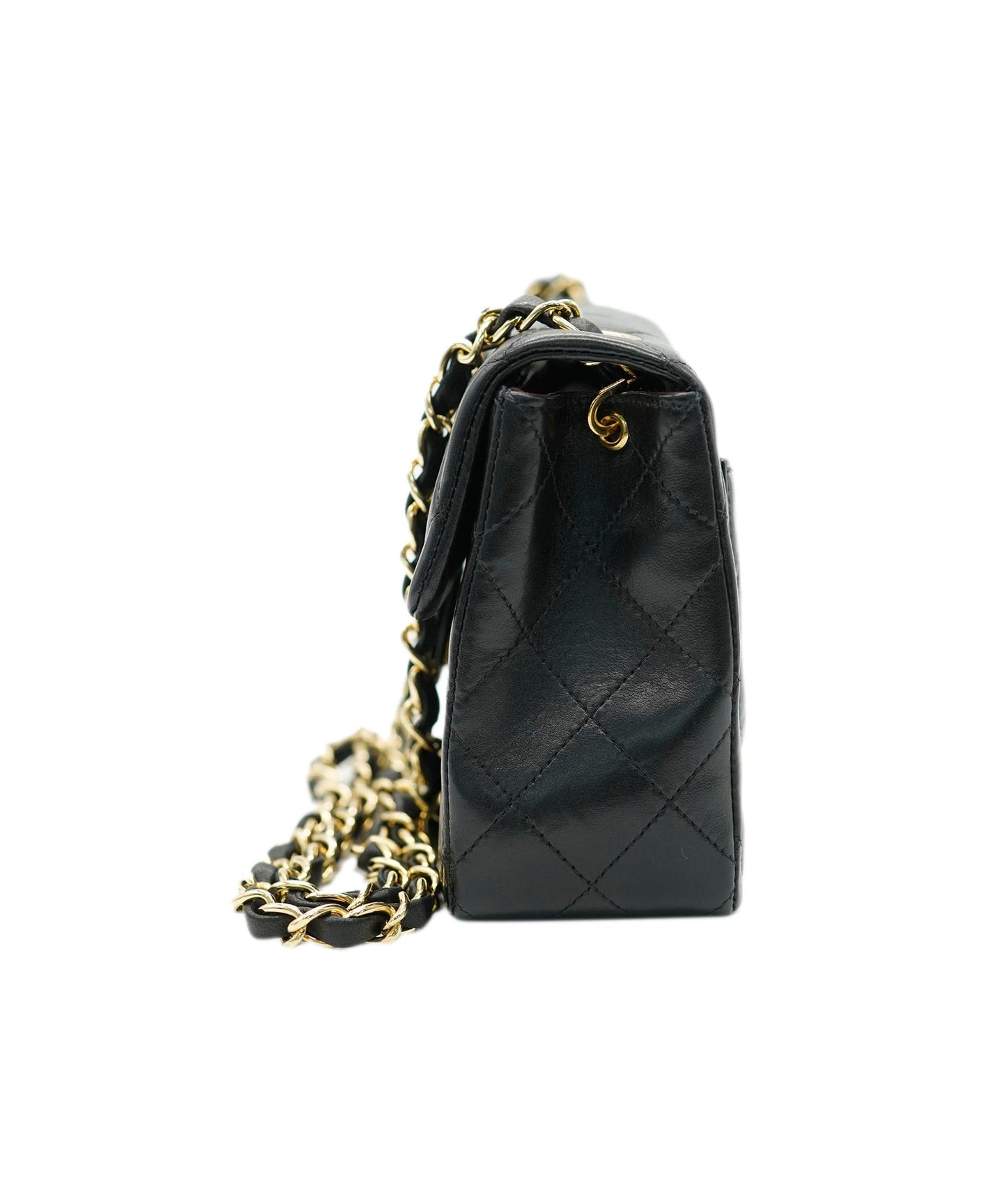 CHANEL VINTAGE MINI SQUARE 17 CHAIN SHOULDER BAG BLACK LAMB SKIN DBXS0014