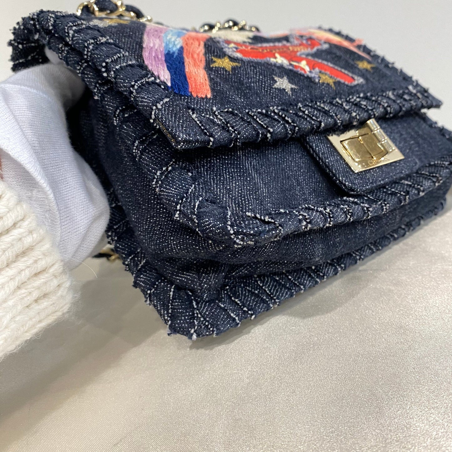 CHANEL VINTAGE 2.55 NIGHT FLIGHT CHAIN SHOULDER BAG DENIM 90214964
