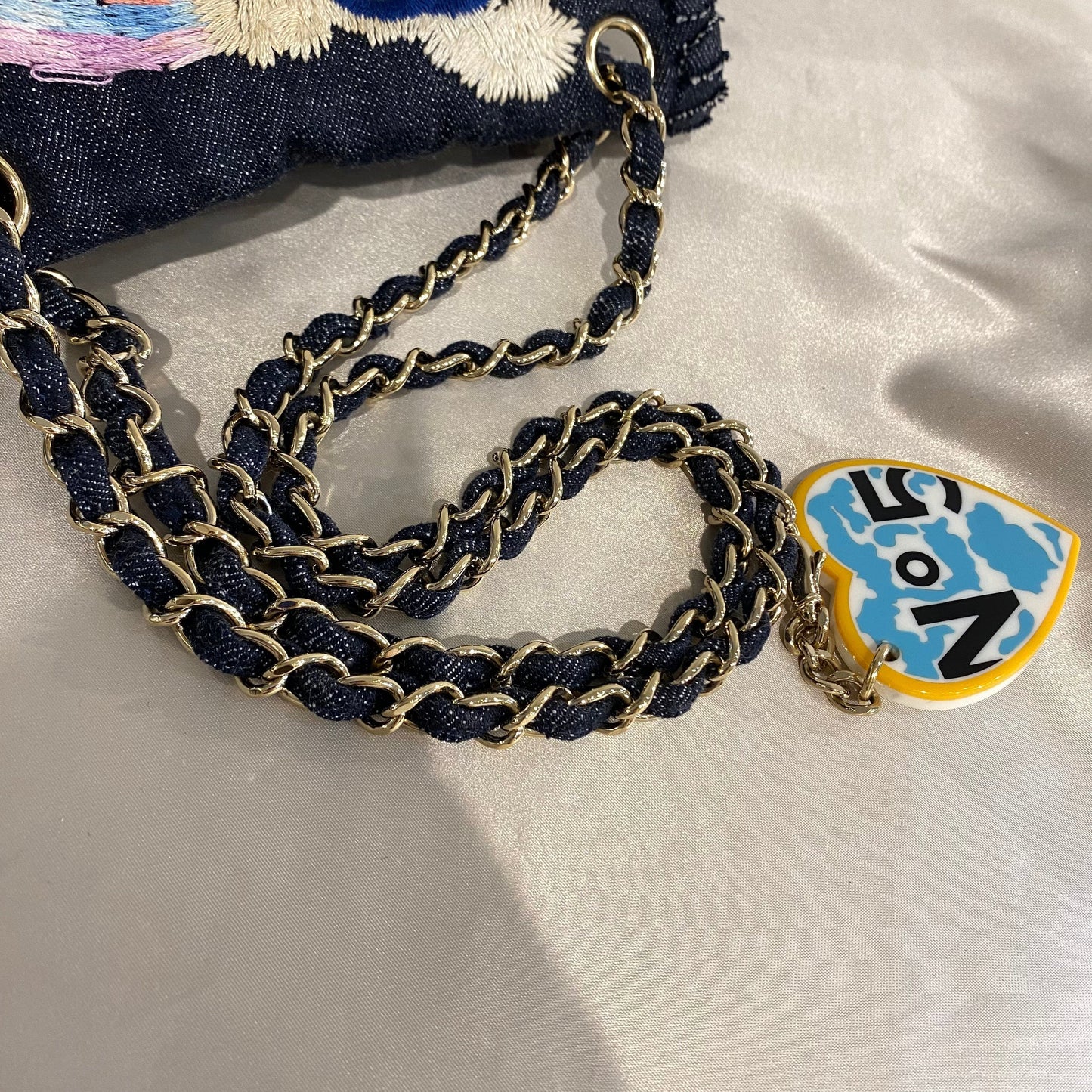 CHANEL VINTAGE 2.55 NIGHT FLIGHT CHAIN SHOULDER BAG DENIM 90214964
