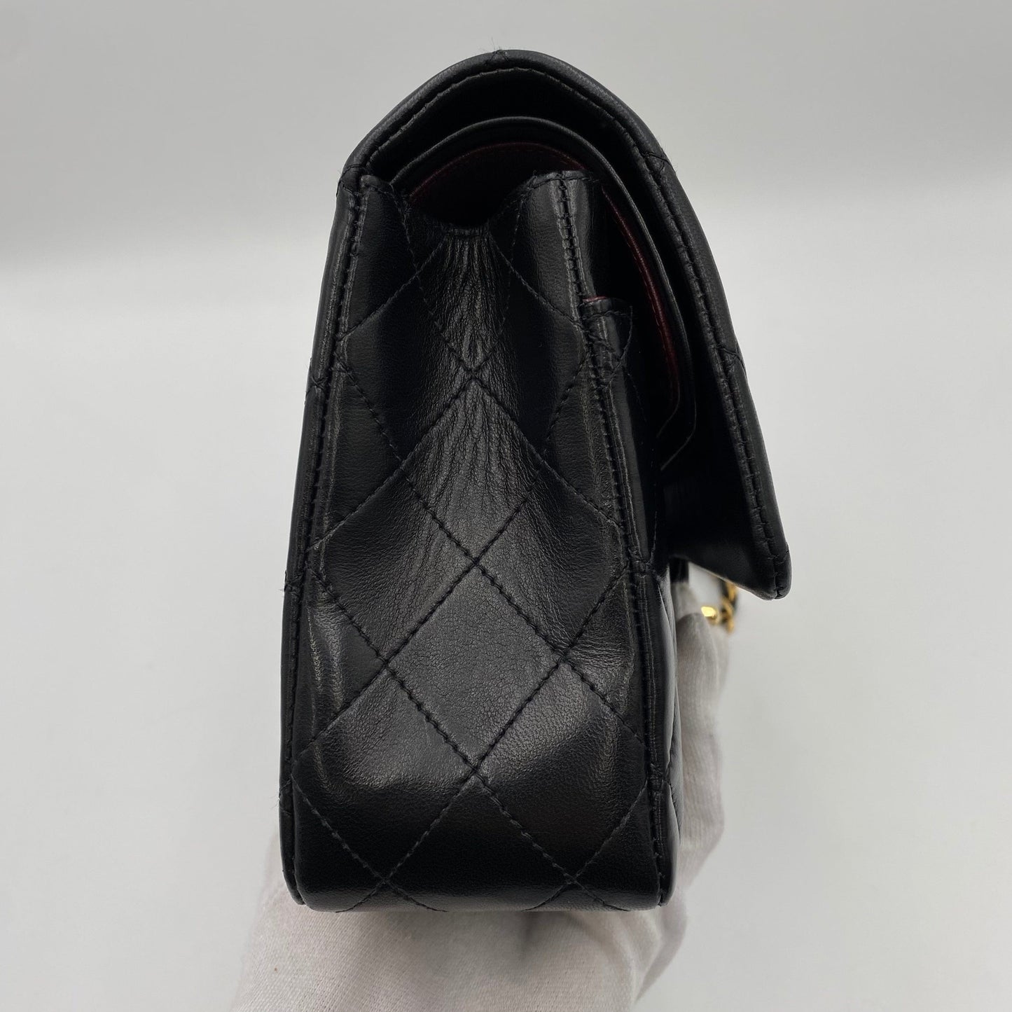 CHANEL VINTAGE CLASSIC FLAP MEDIUM CHAIN SHOULDER BAG BLACK LAMB SKIN 90221257