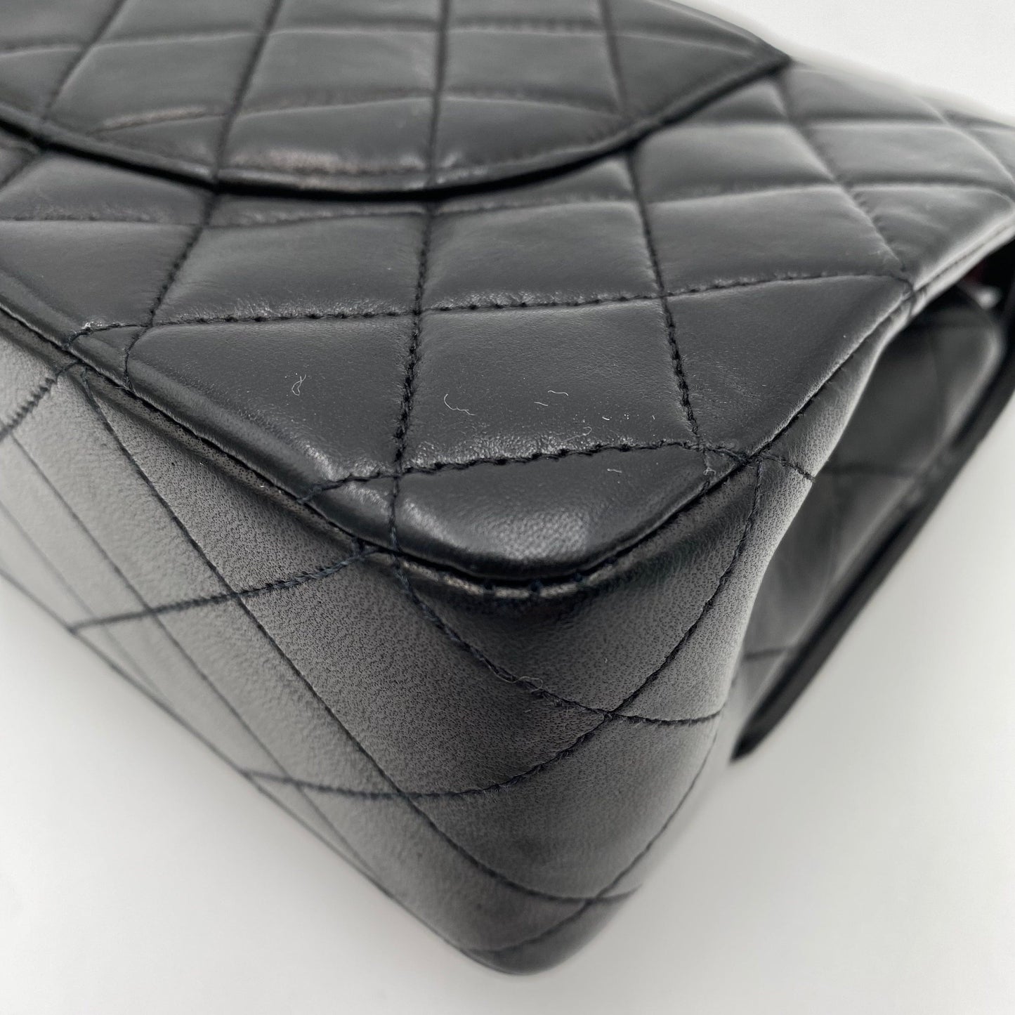 CHANEL VINTAGE CLASSIC FLAP MEDIUM CHAIN SHOULDER BAG BLACK LAMB SKIN 90221257