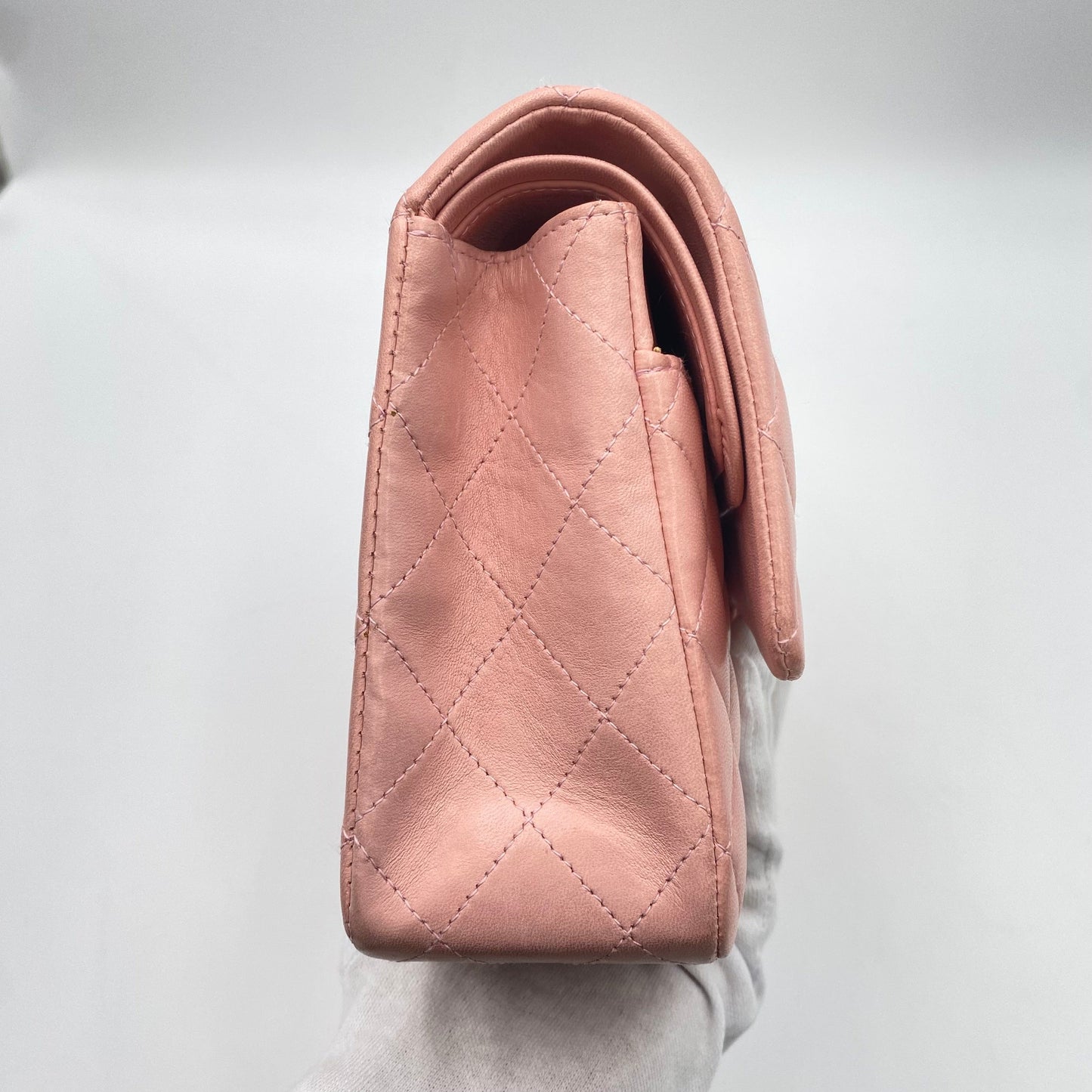 CHANEL VINTAGE CLASSIC FLAP MEDIUM CHAIN SHOULDER BAG PINK LAMB SKIN