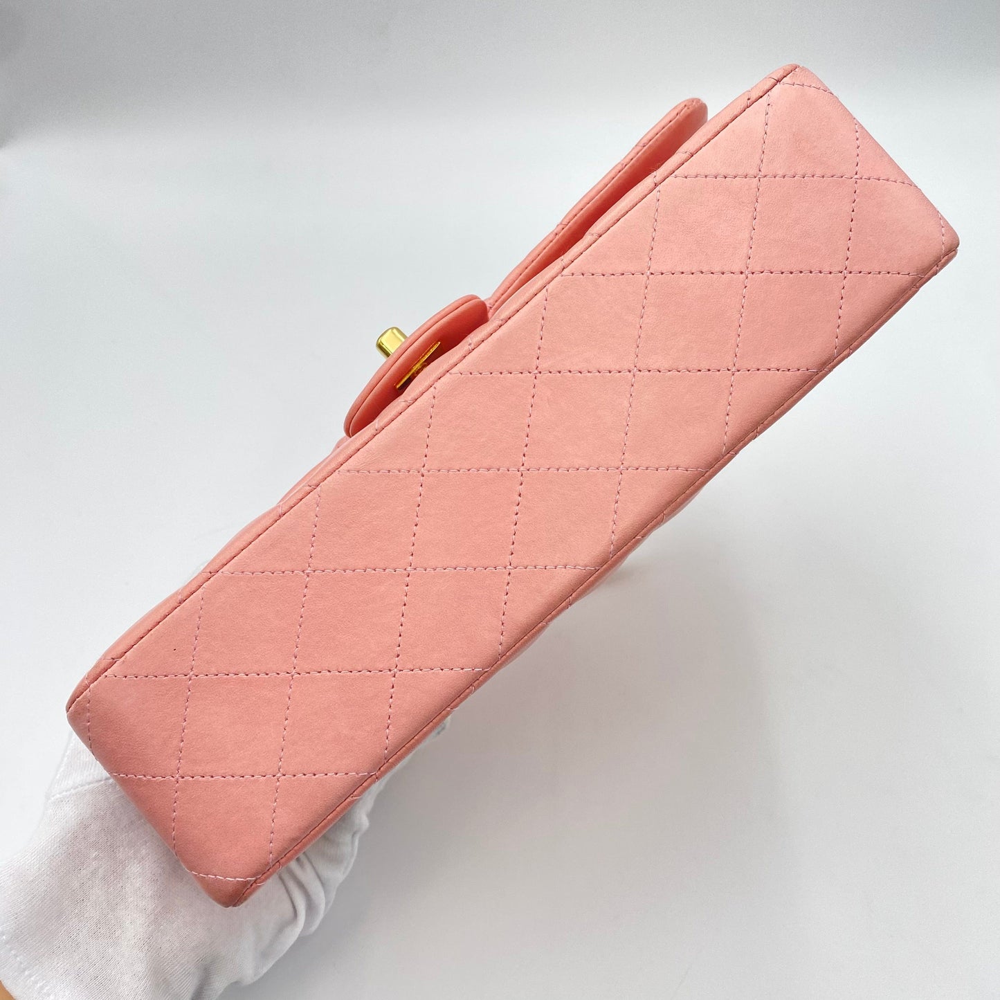 CHANEL VINTAGE CLASSIC FLAP MEDIUM CHAIN SHOULDER BAG PINK LAMB SKIN