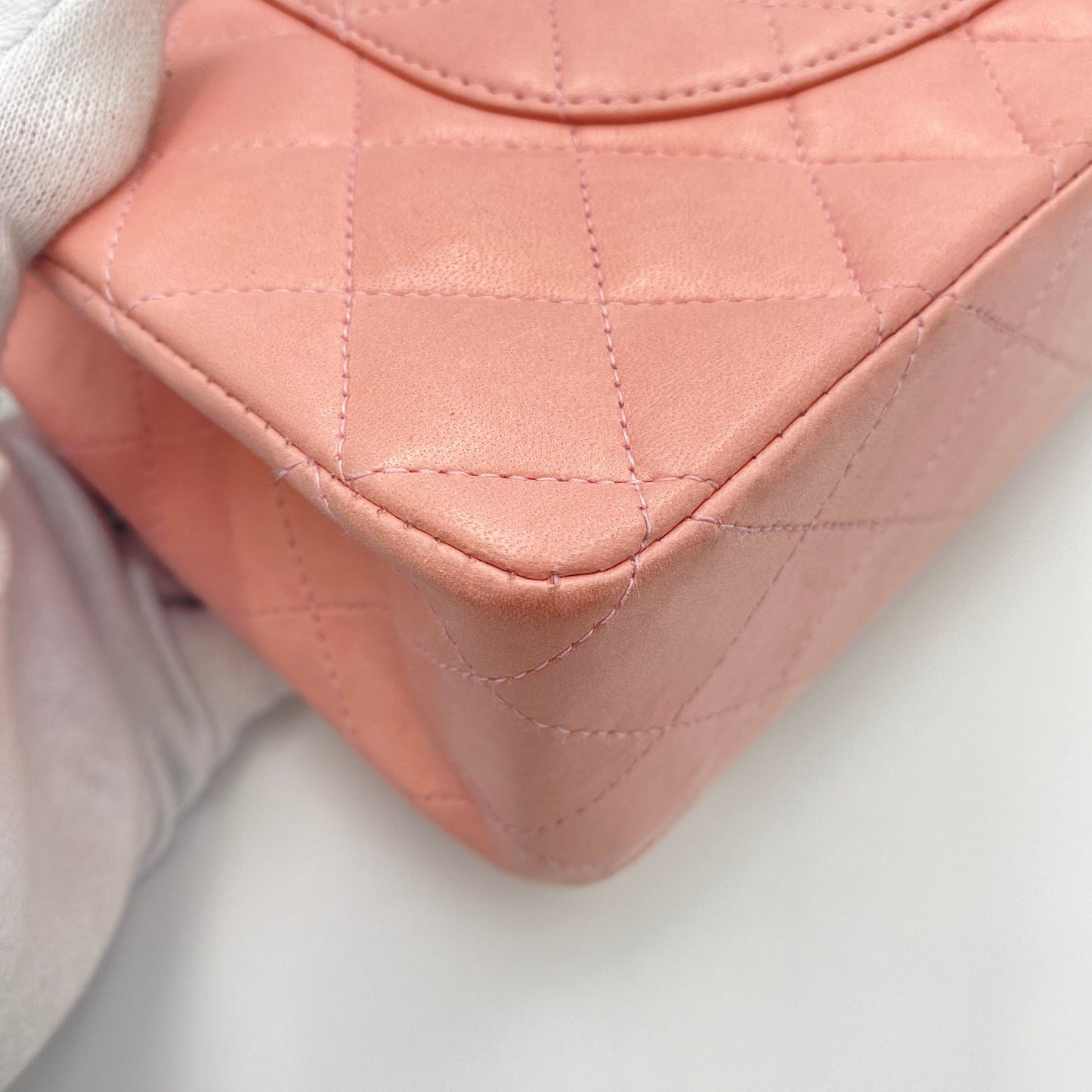 CHANEL VINTAGE CLASSIC FLAP MEDIUM CHAIN SHOULDER BAG PINK LAMB SKIN
