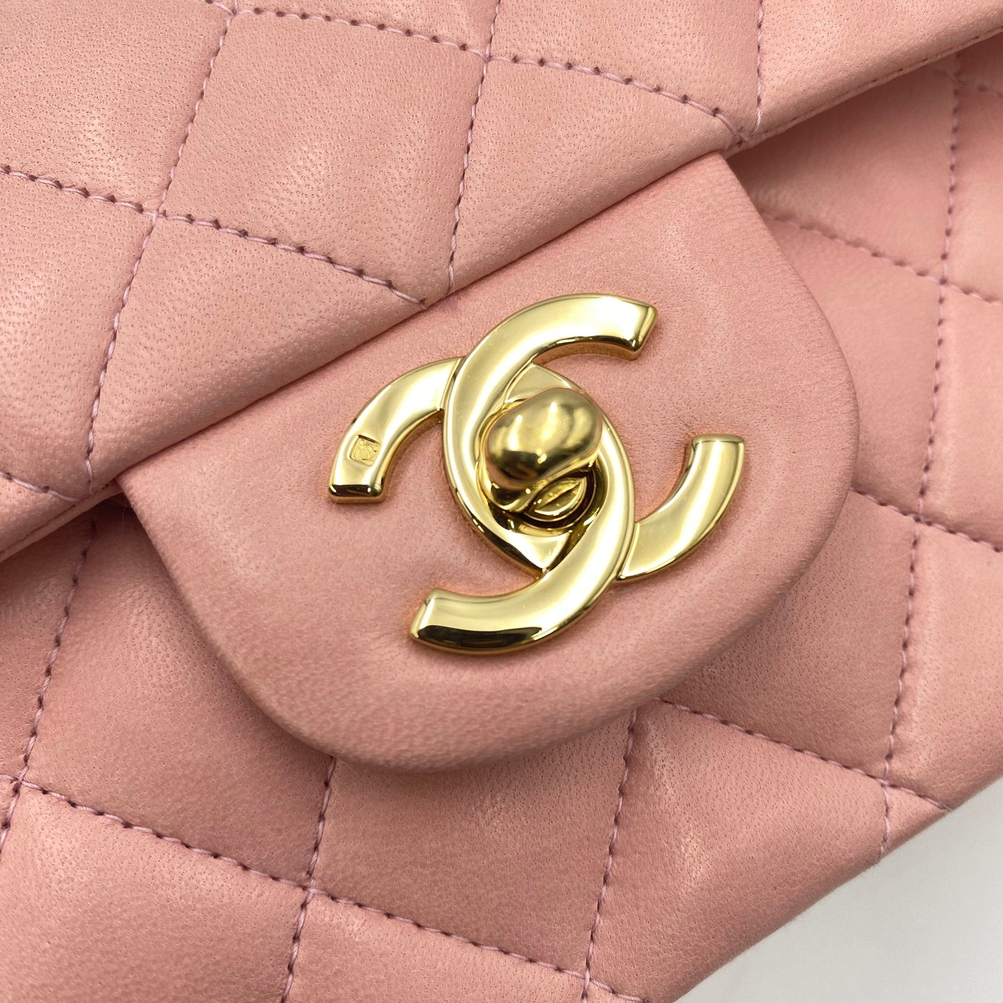 CHANEL VINTAGE CLASSIC FLAP MEDIUM CHAIN SHOULDER BAG PINK LAMB SKIN