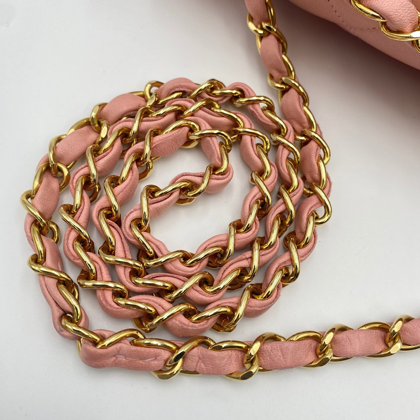 CHANEL VINTAGE CLASSIC FLAP MEDIUM CHAIN SHOULDER BAG PINK LAMB SKIN