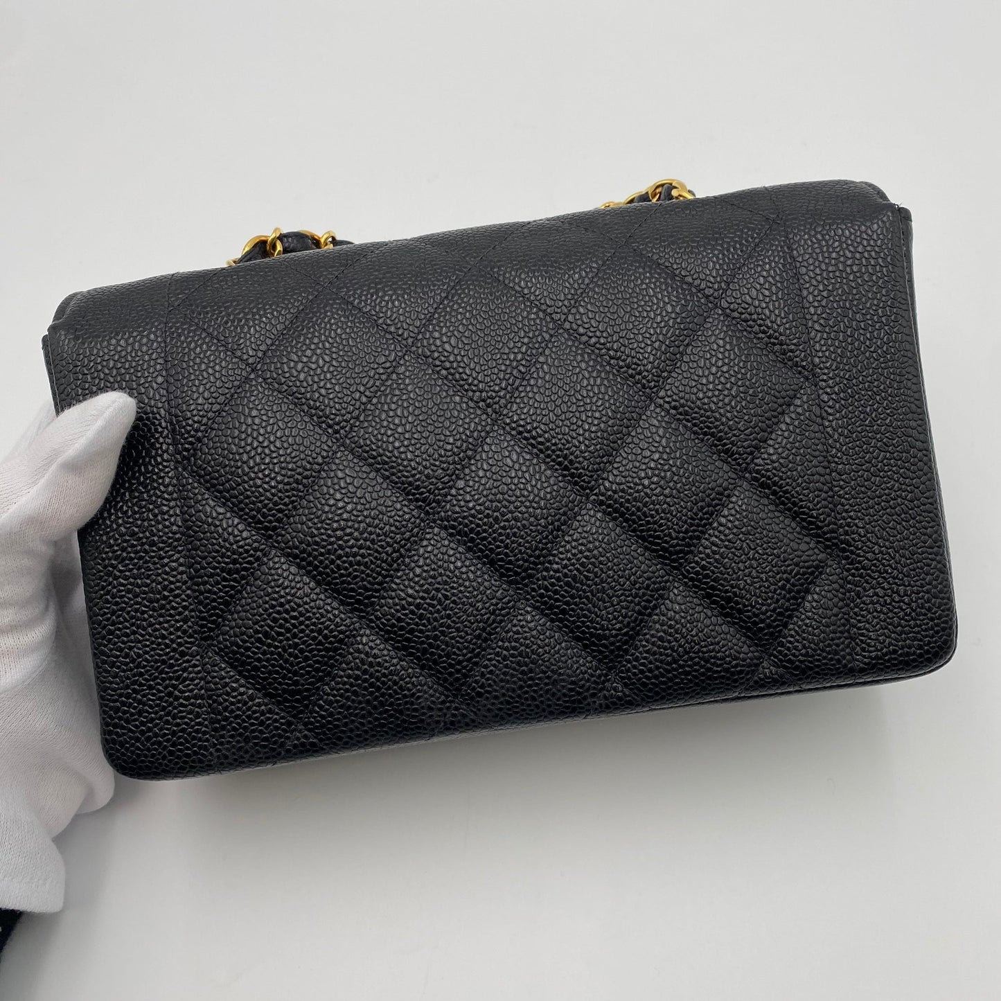 CHANEL VINTAGE DIANA SMALL CHAIN SHOULDER BAG BLACK CAVIAR SKIN 90219632