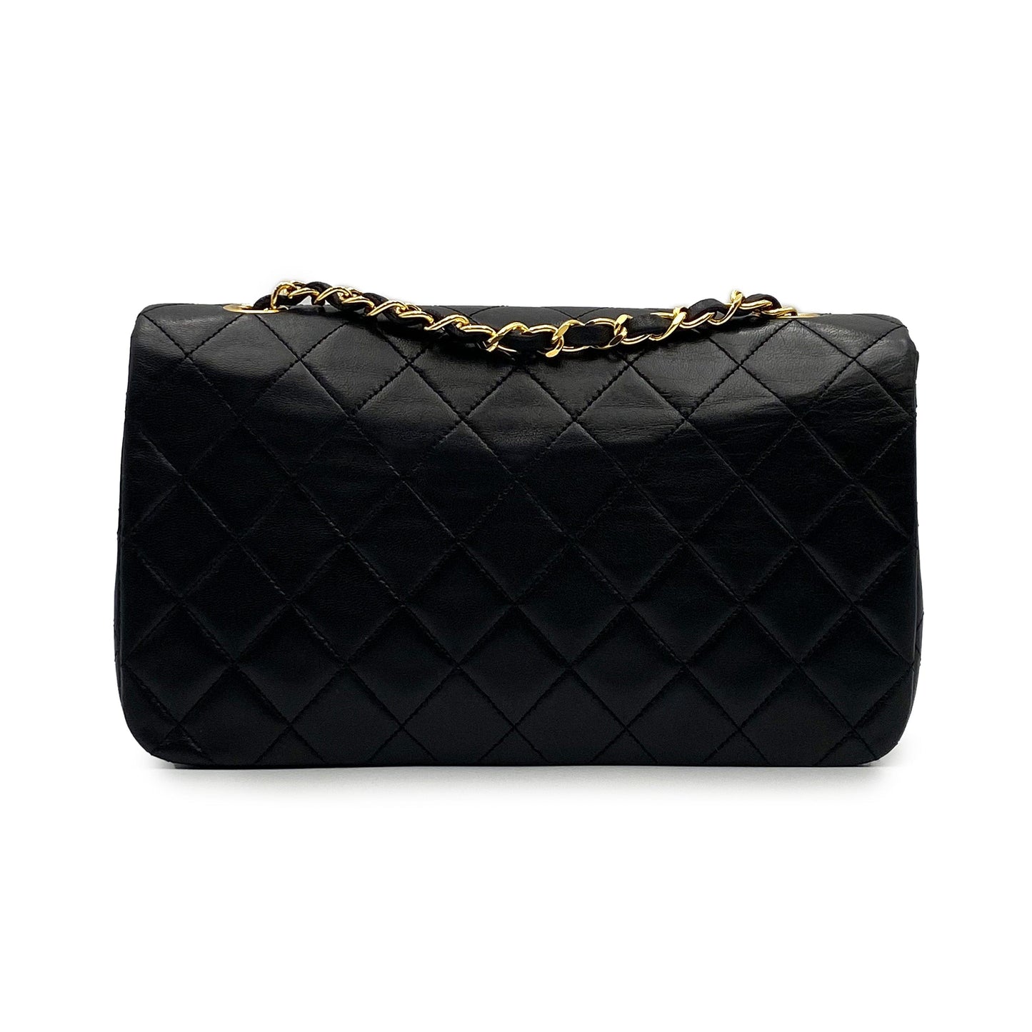 CHANEL VINTAGE FULL FLAP CHAIN SHOULDER BAG BLACK LAMB SKIN 90225670