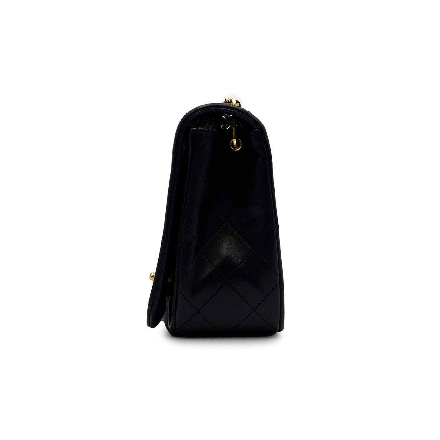 CHANEL VINTAGE FULL FLAP CHAIN SHOULDER BAG BLACK LAMB SKIN 90225670