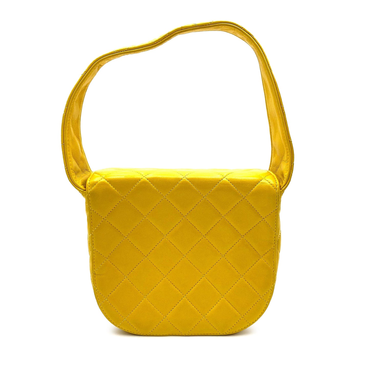 CHANEL VINTAGE MATELASSE SHOULDER BAG YELLOW LAMB SKIN 90227445