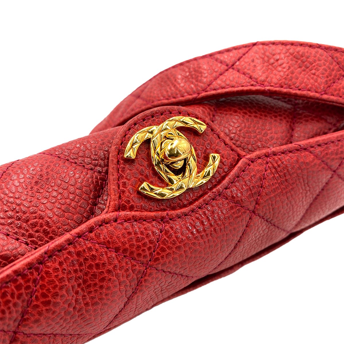 CHANEL VINTAGE MATELASSE SHOULDER BAG RED CAVIAR SKIN 90248364