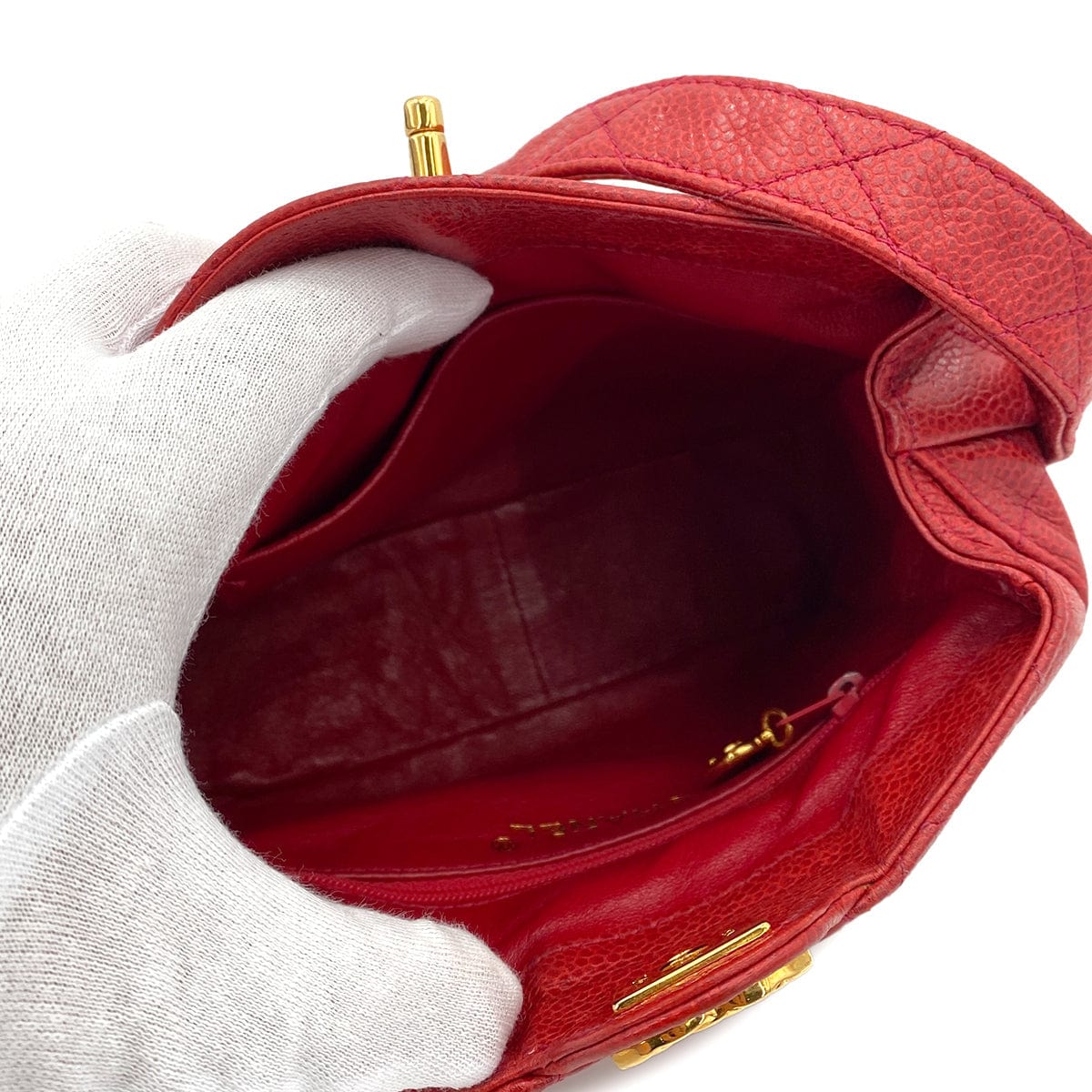 CHANEL VINTAGE MATELASSE SHOULDER BAG RED CAVIAR SKIN 90248364