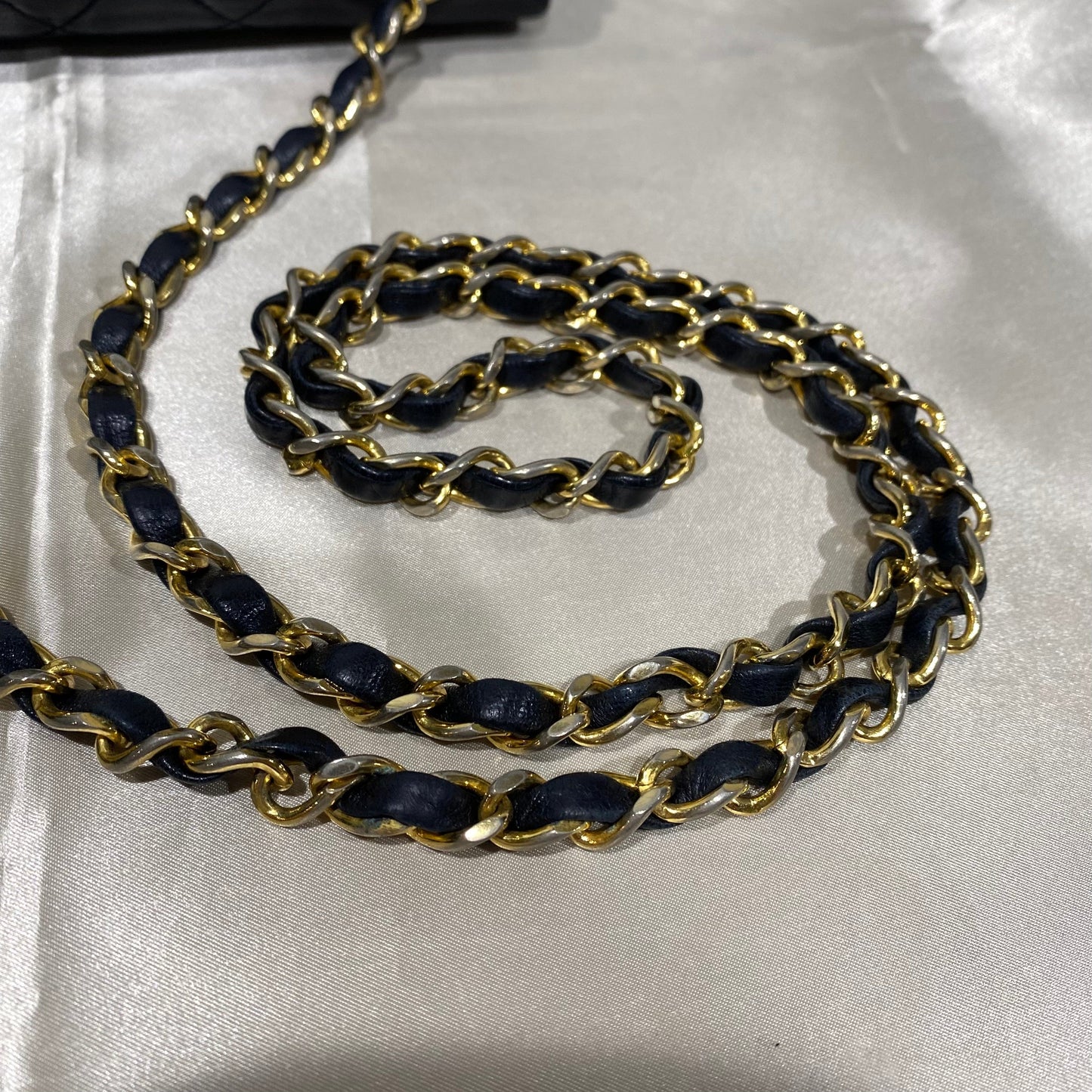 CHANEL VINTAGE MINI SQUARE 20 CHAIN SHOULDER NAVY LAMB SKIN 90162392