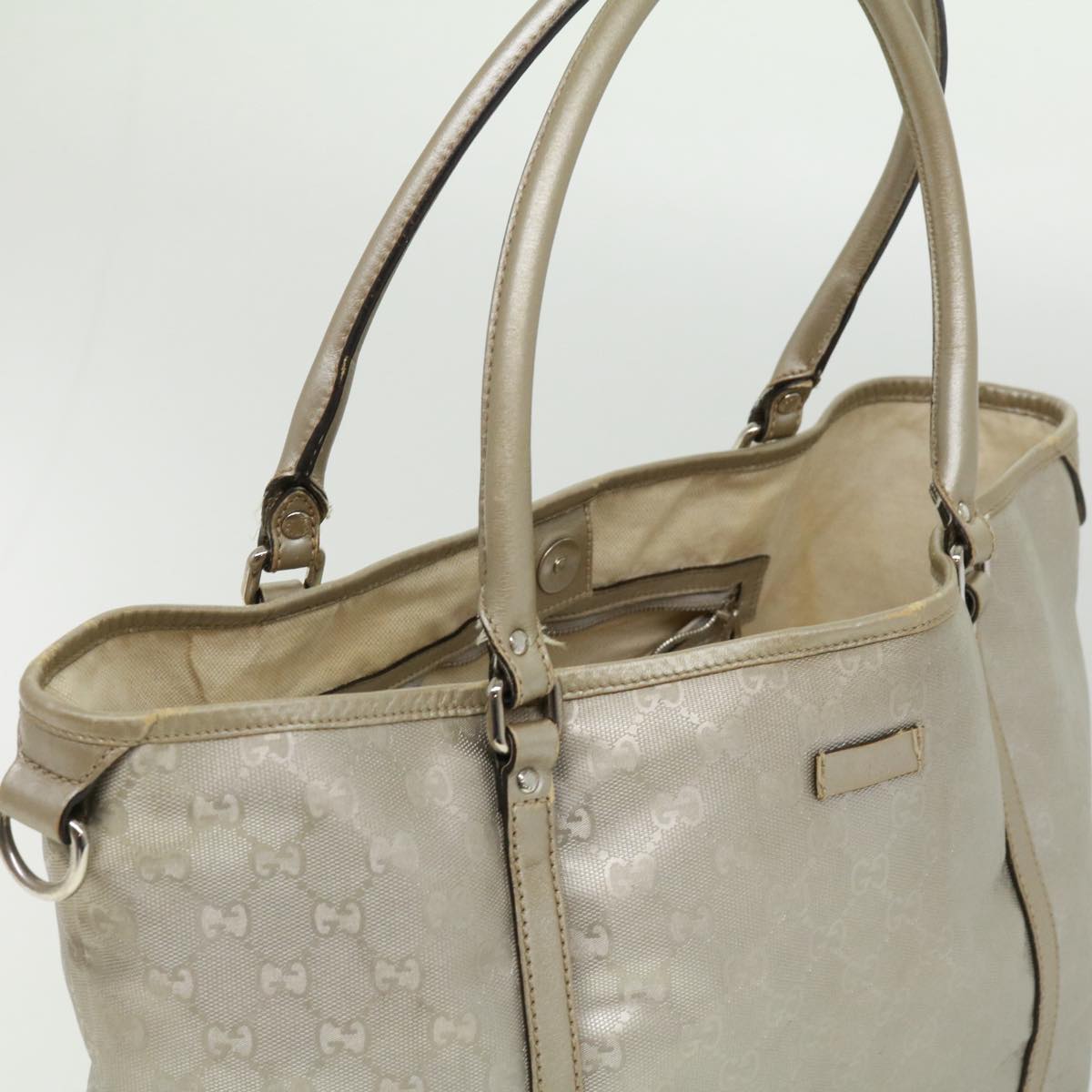 GUCCI GG Canvas Tote Bag Silver cl184