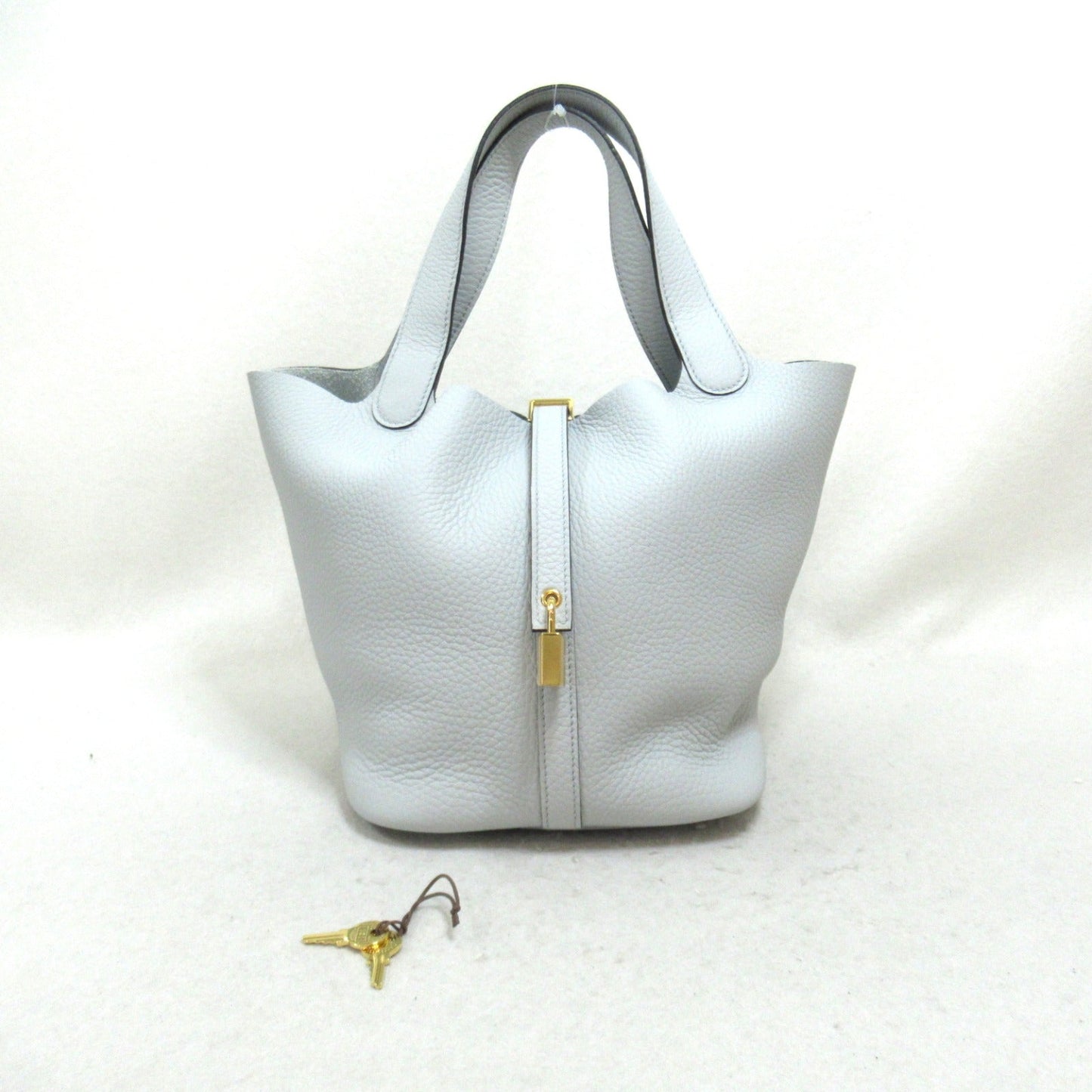 Hermes Picotin Lock MM Blue Pearl Handbag Handbag Leather ant Blue