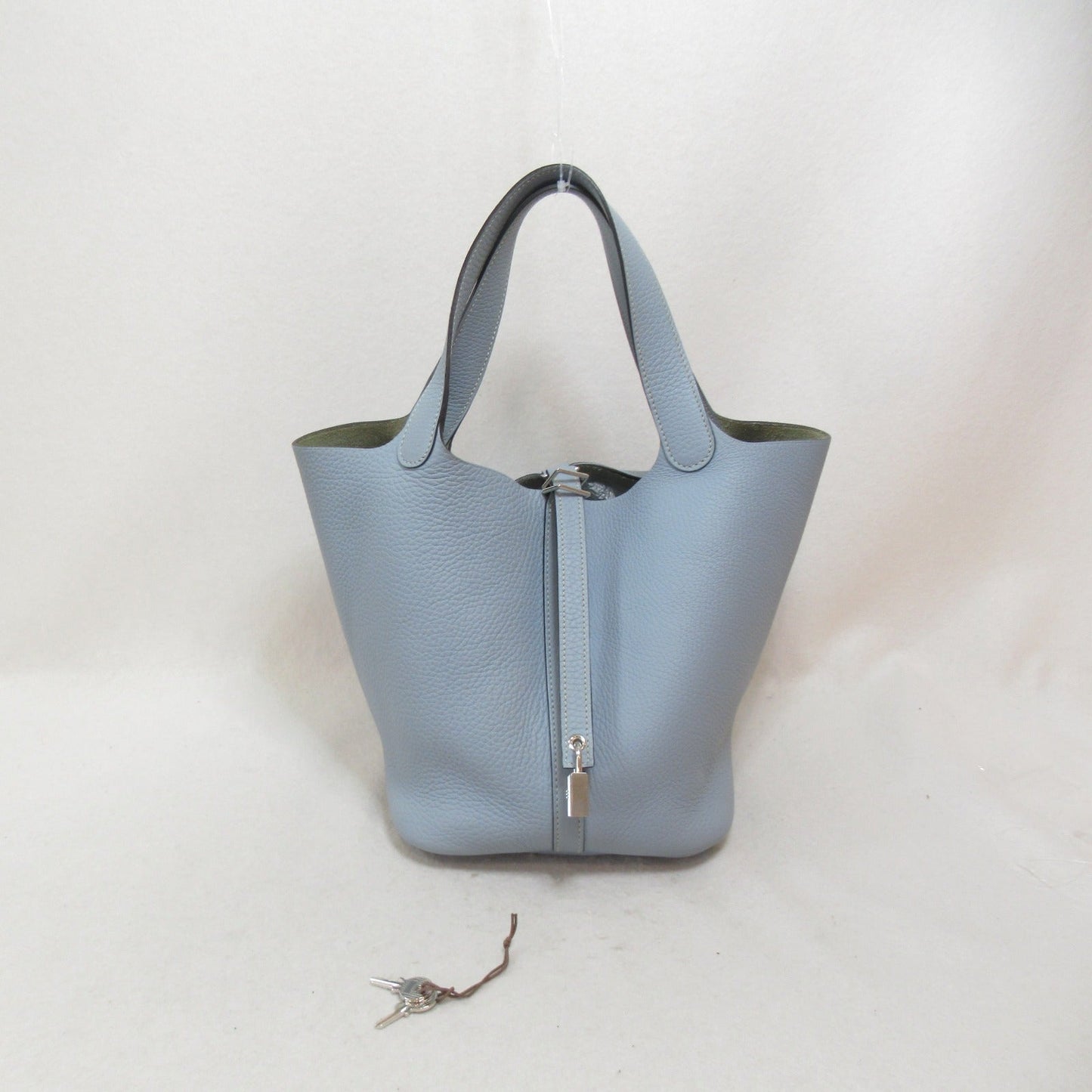 Hermes Hermes Picotin Lock MM Handbag Handbag Handbag Leather Claimans Blue