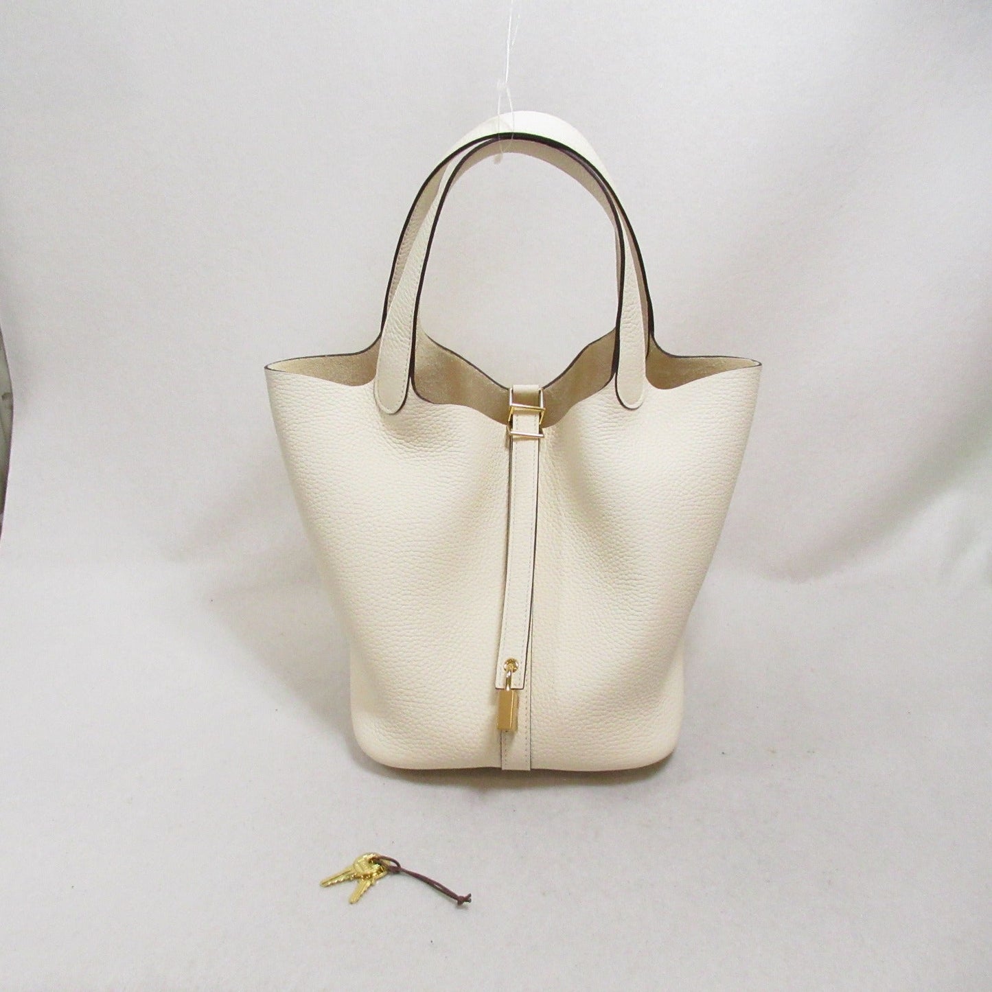 Hermes Hermes Picotin Lock MM Tote Bag Tortoise Bag Leather White