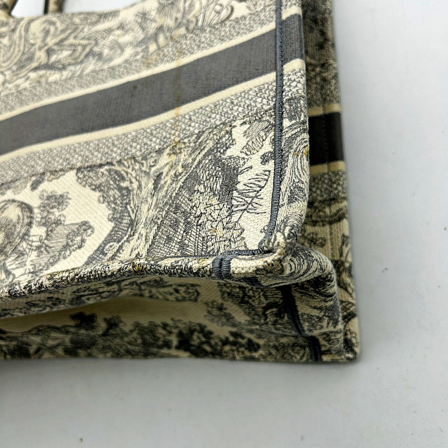 CHRISTIAN DIOR Canvas Embroidered Large Dioriviera Toile De Jouy Book Tote Gray LA46572