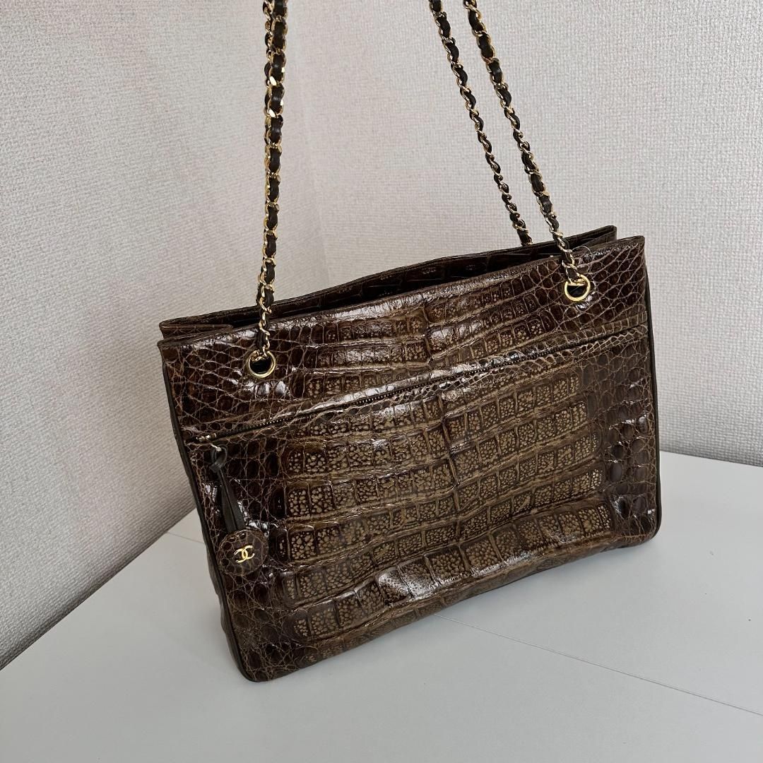 Chanel Crocodile Chain Tote - Brown Shoulder Bags, Handbags MR