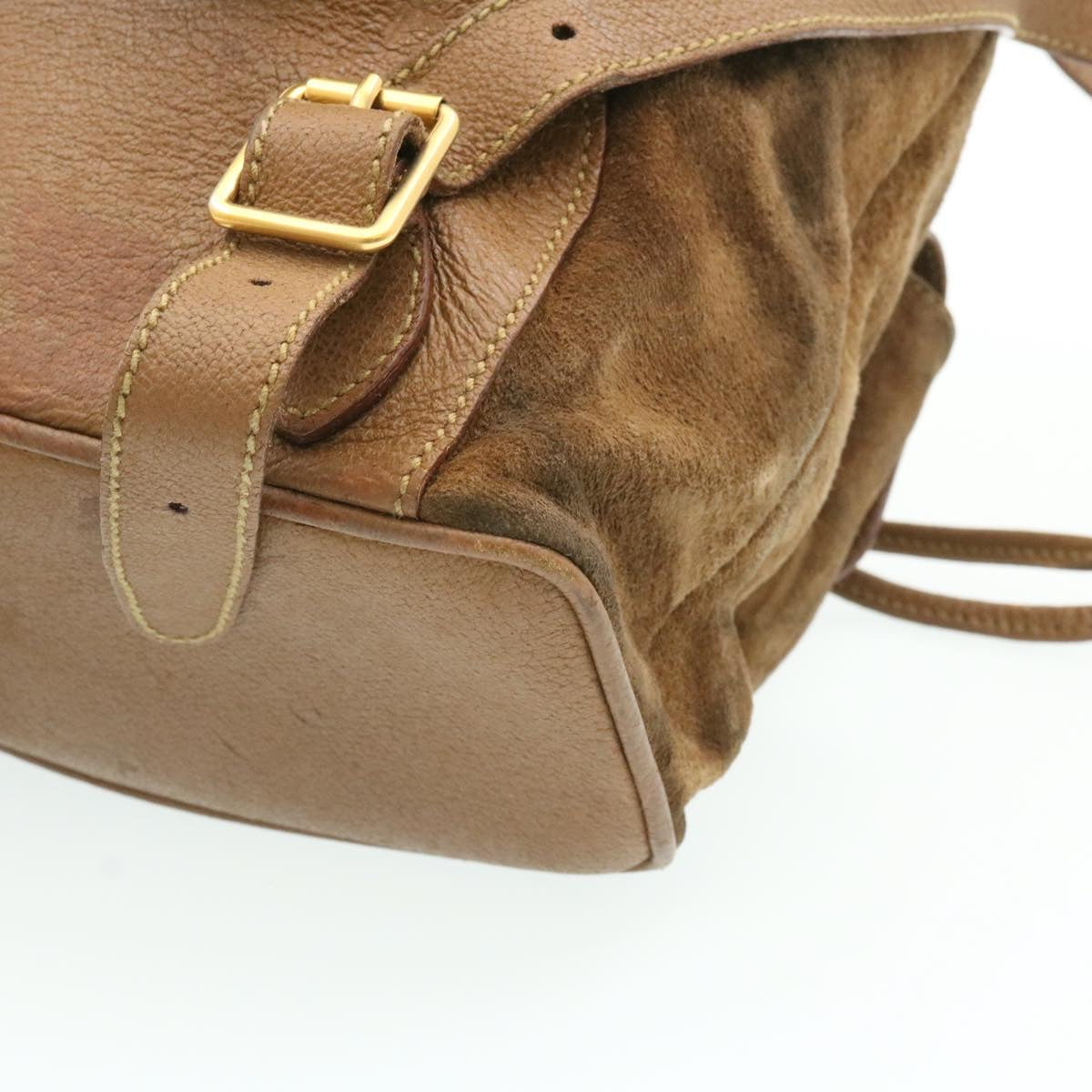 GUCCI Bamboo Backpack Suede Brown ds086