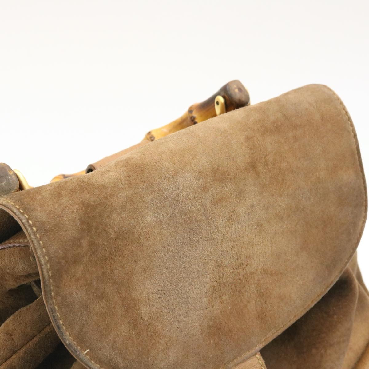 GUCCI Bamboo Backpack Suede Brown ds086