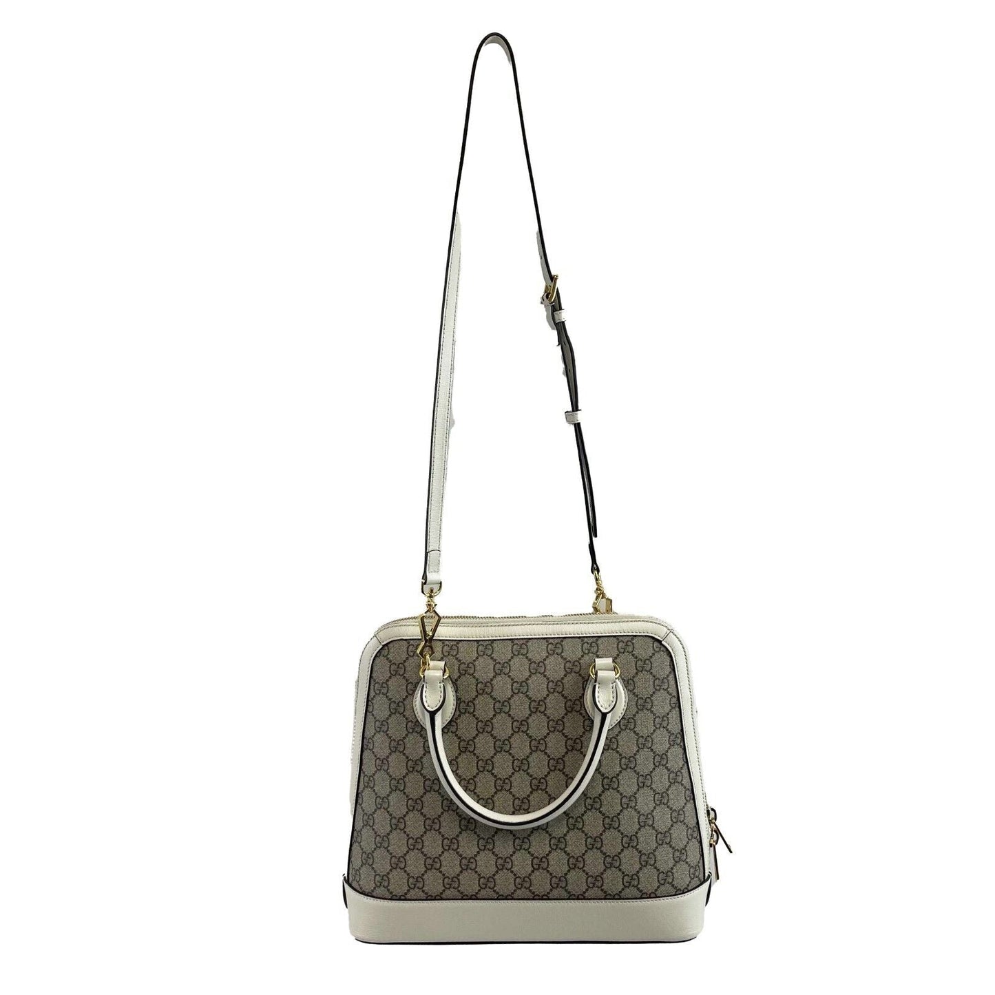 GUCCI GG Supreme 1955 Horsebit Medium Mystic White Top Handle Crossbody
