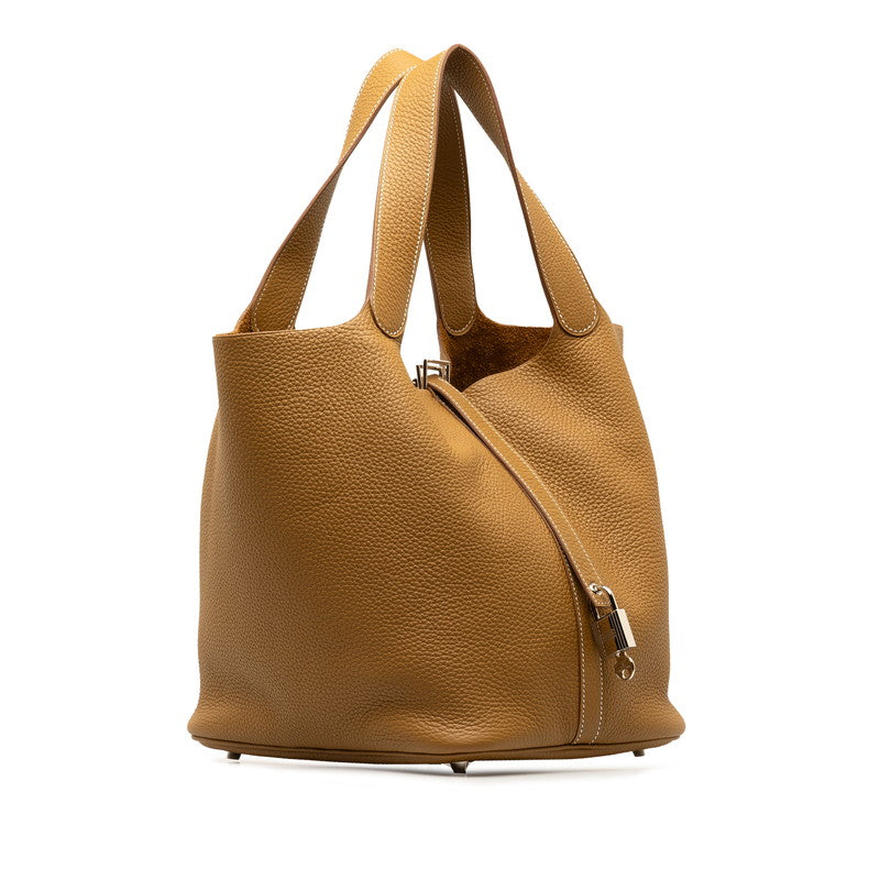 Hermes Picotin Lock GM Handbag Biscuituit Brown Clemence Hermes