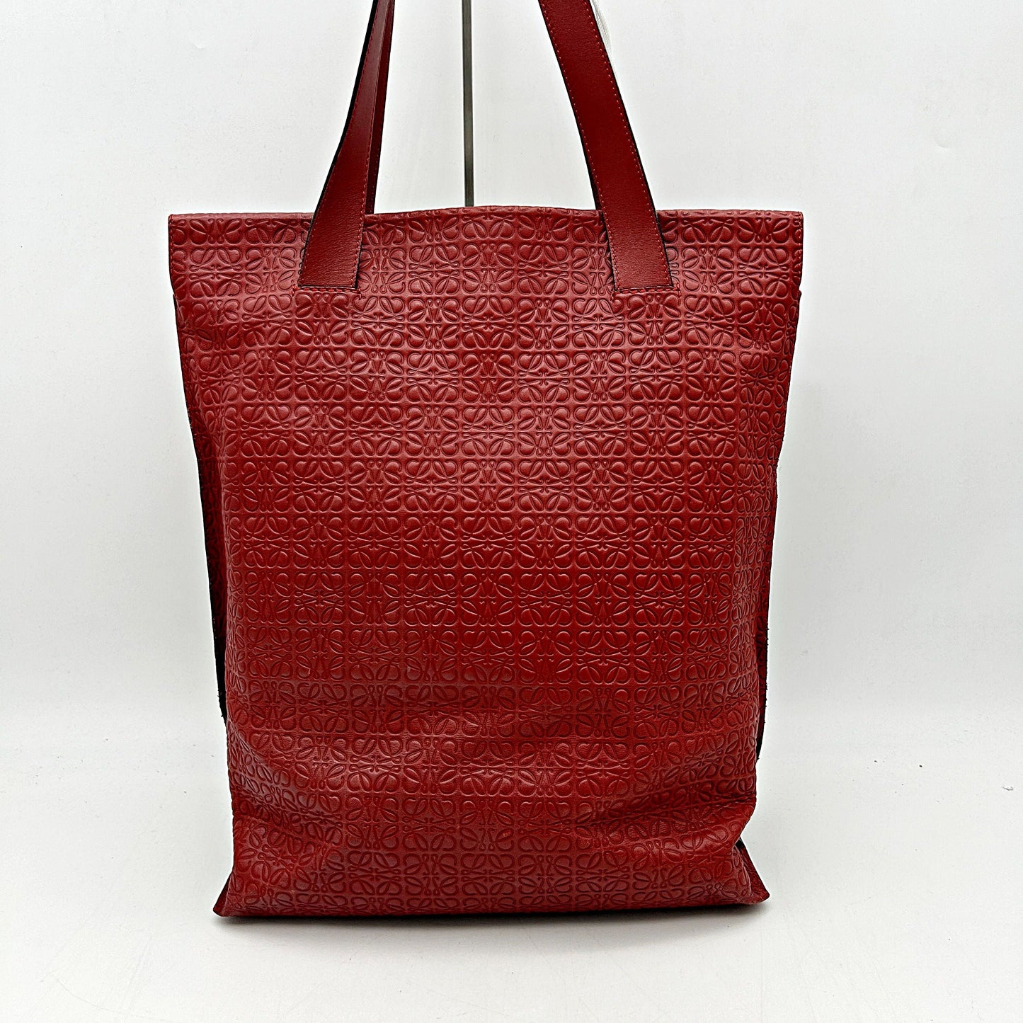 Pre-owned Loewe bolso tote de piel con anagrama rojo Roja Burdeos Cuero Becerro LA32255
