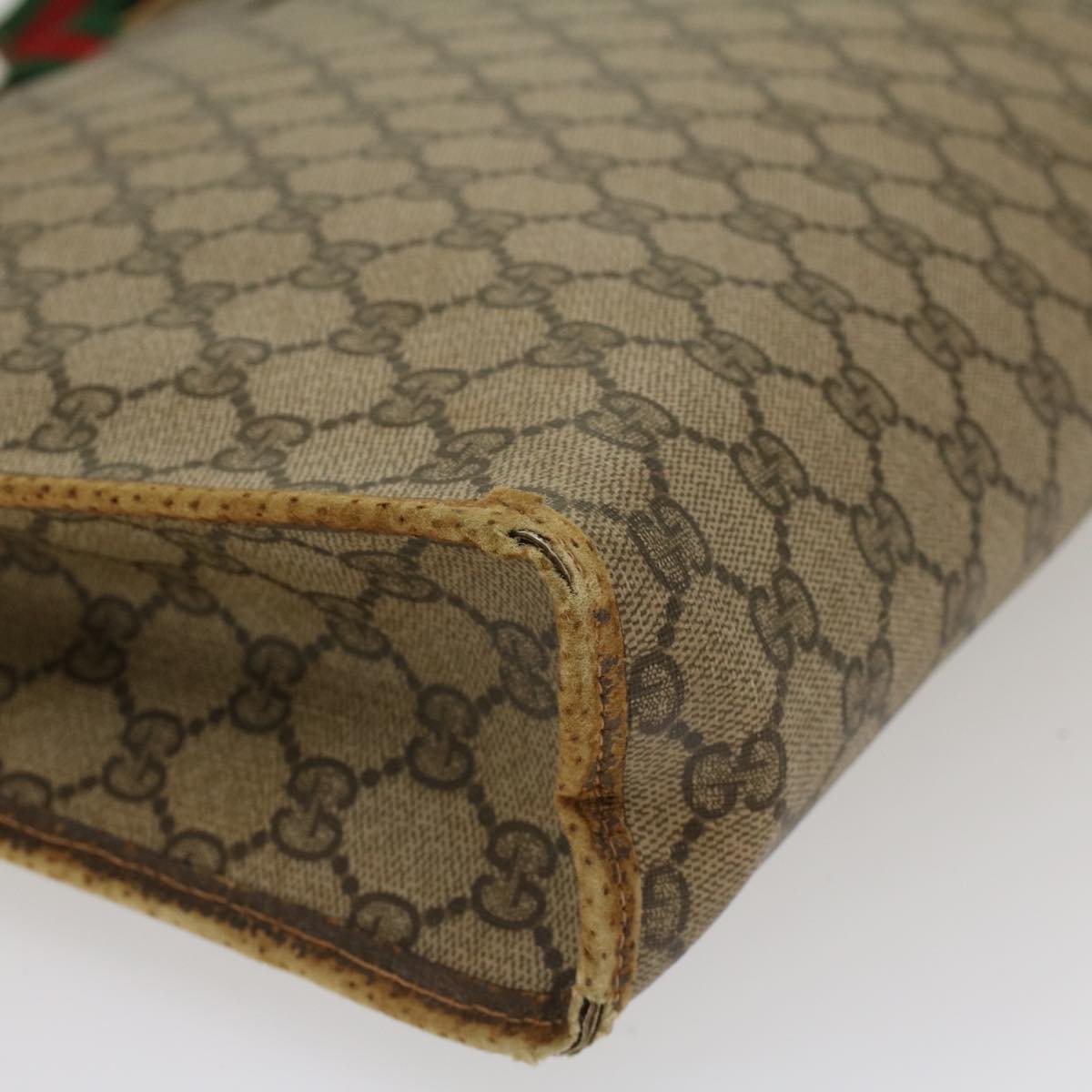 GUCCI GG Canvas Web Sherry Line Tote Bag Beige Red Green 89.02.997 ep1045