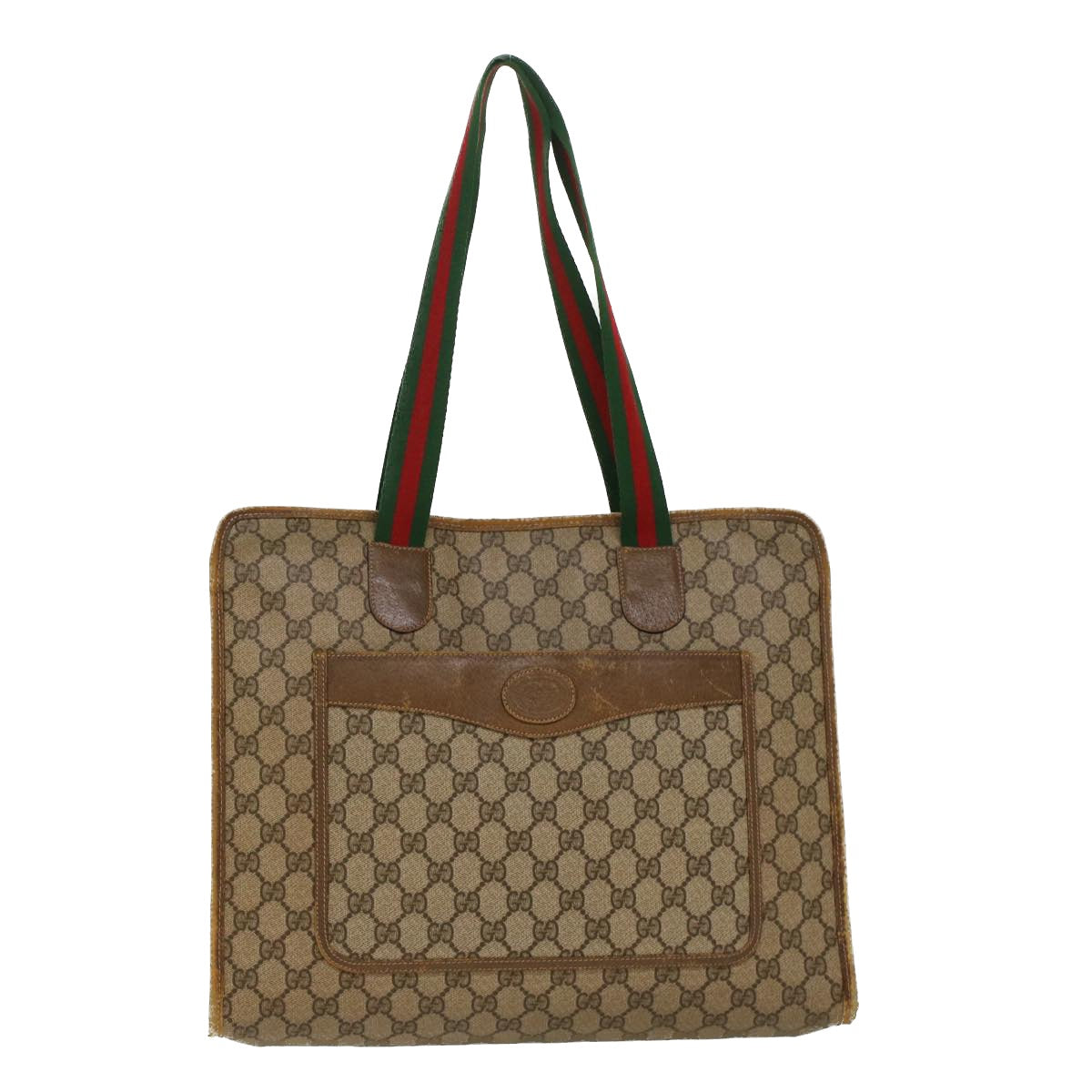 GUCCI GG Canvas Web Sherry Line Tote Bag Beige Red Green 89.02.997 ep1045