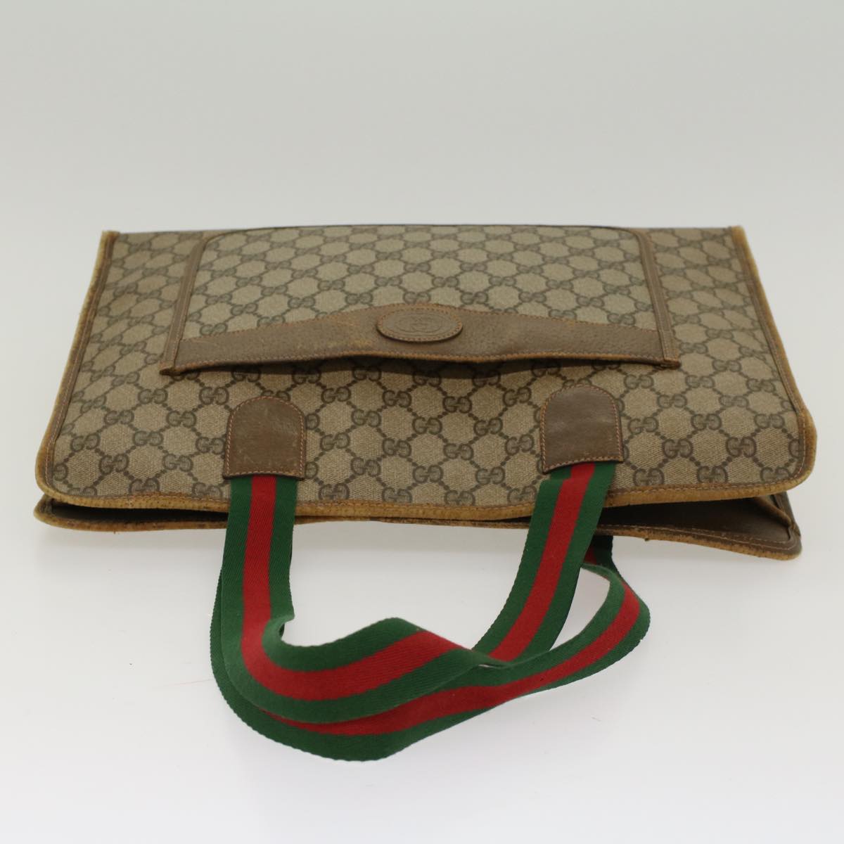 GUCCI GG Canvas Web Sherry Line Tote Bag Beige Red Green 89.02.997 ep1045