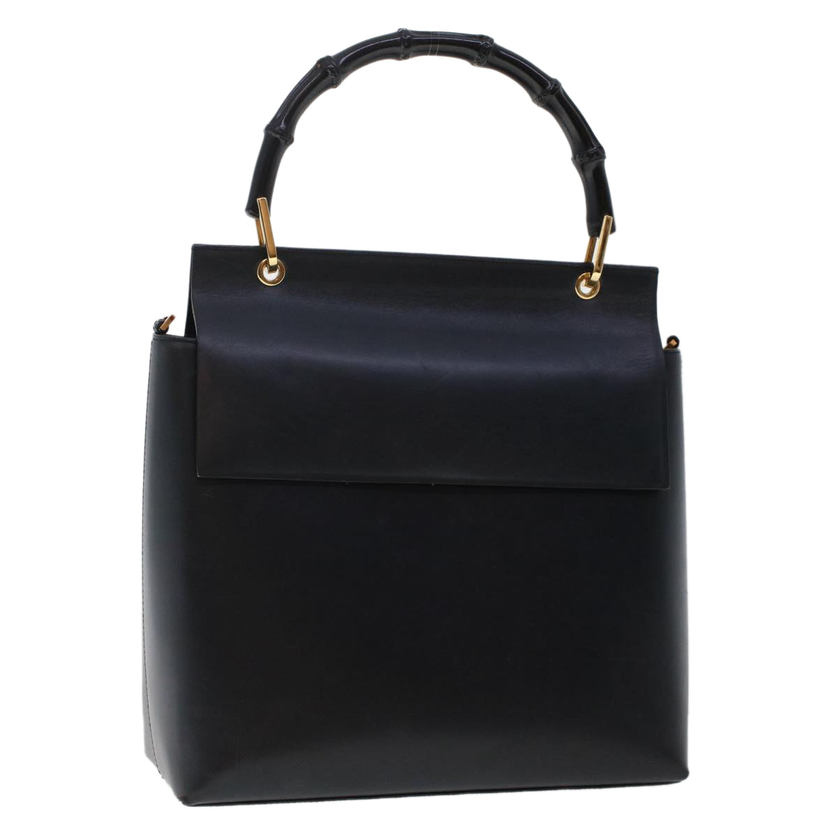 GUCCI Bamboo Shoulder Bag Leather Black ep1264