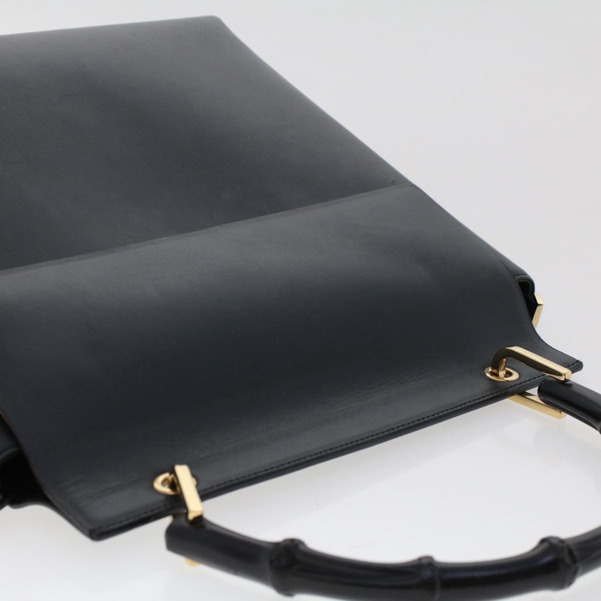 GUCCI Bamboo Shoulder Bag Leather Black ep1264