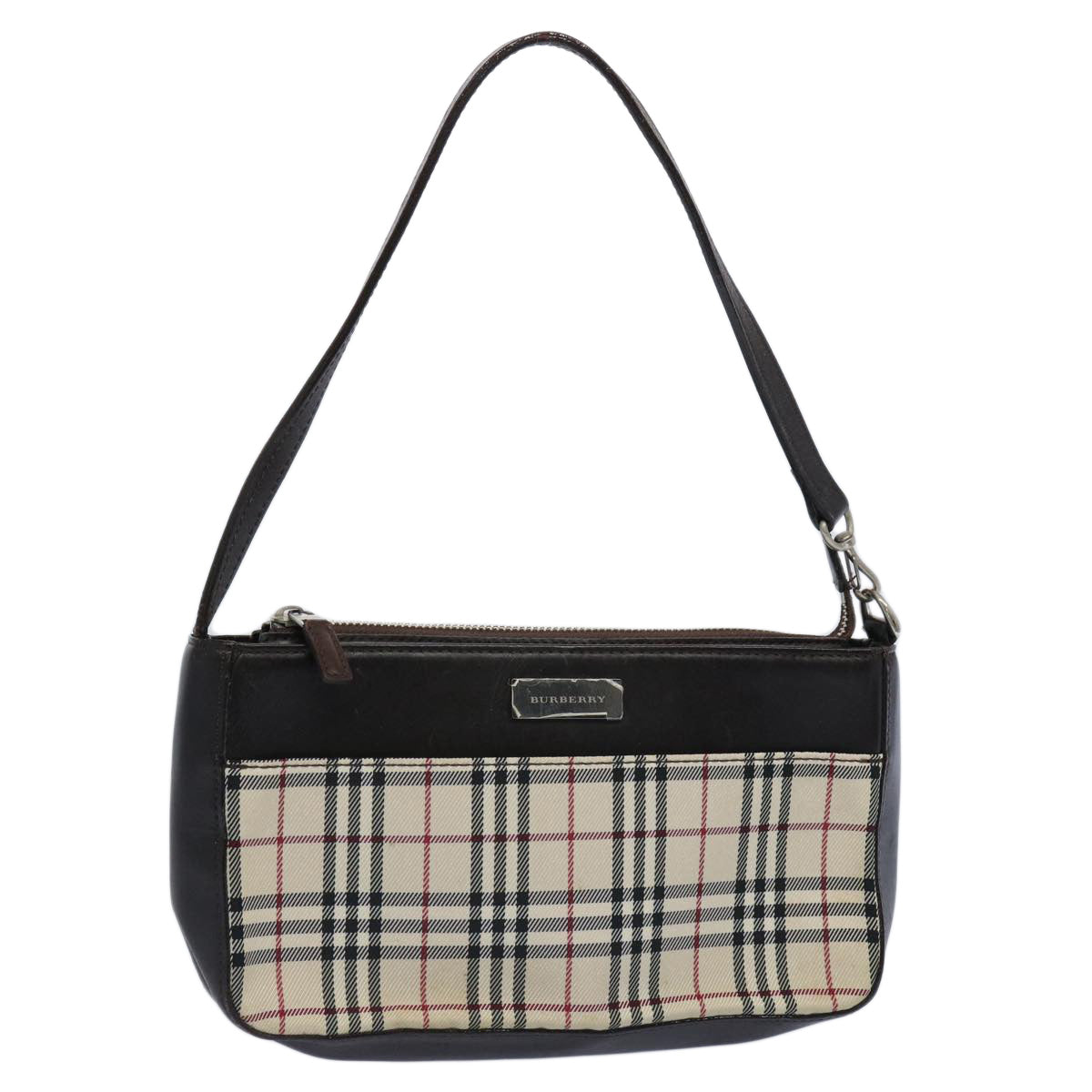 Burberry Nova Check Shoulder Bag Nylon Beige Auth ep2705