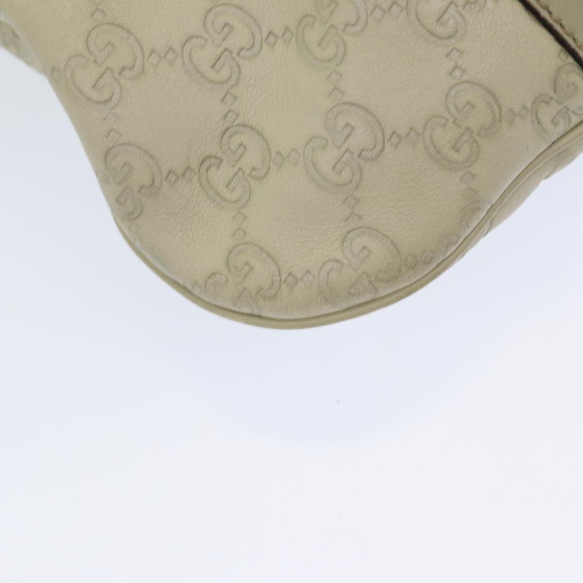GUCCI ssima GG Shoulder Bag Leather Beige Auth ep5109