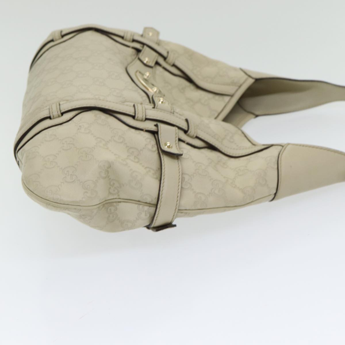 GUCCI ssima GG Shoulder Bag Leather Beige Auth ep5109