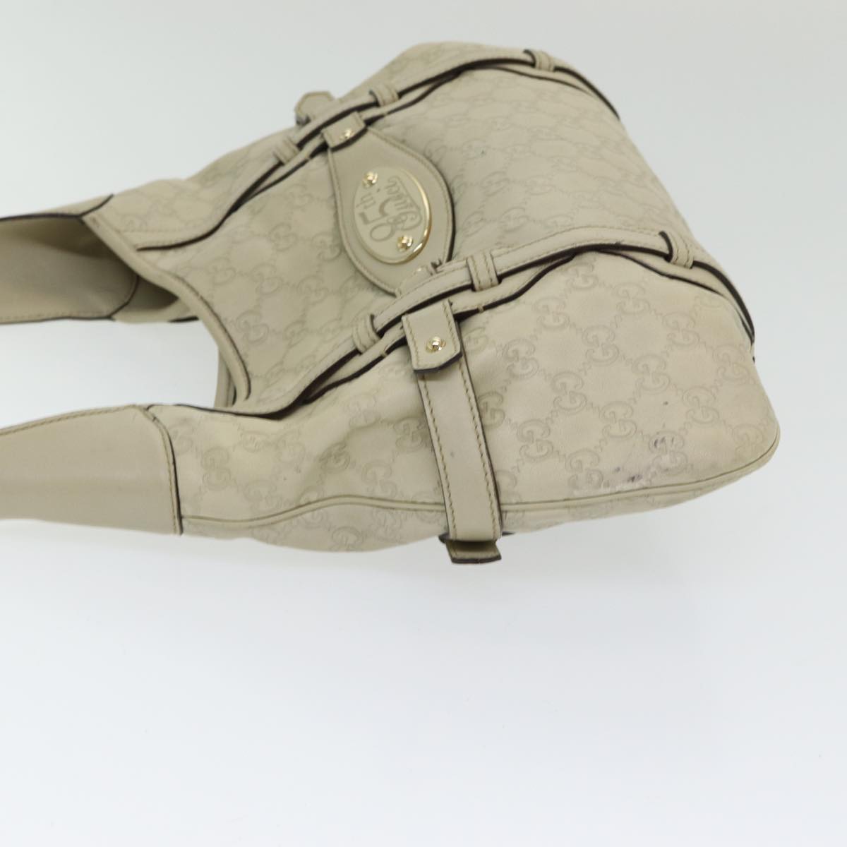 GUCCI ssima GG Shoulder Bag Leather Beige Auth ep5109