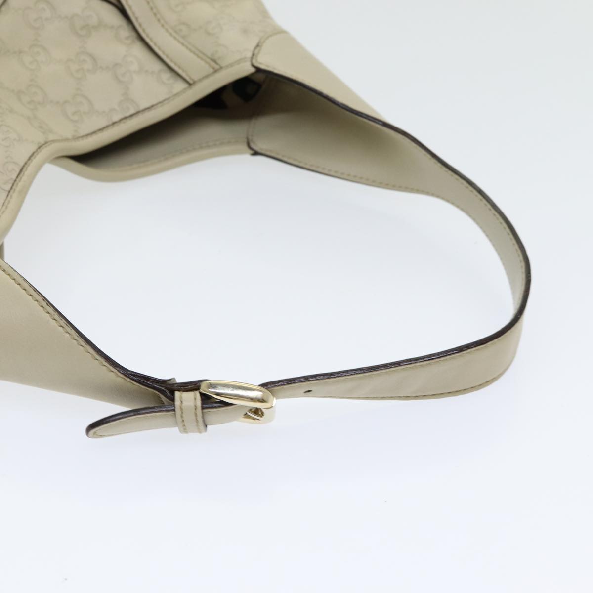 GUCCI ssima GG Shoulder Bag Leather Beige Auth ep5109