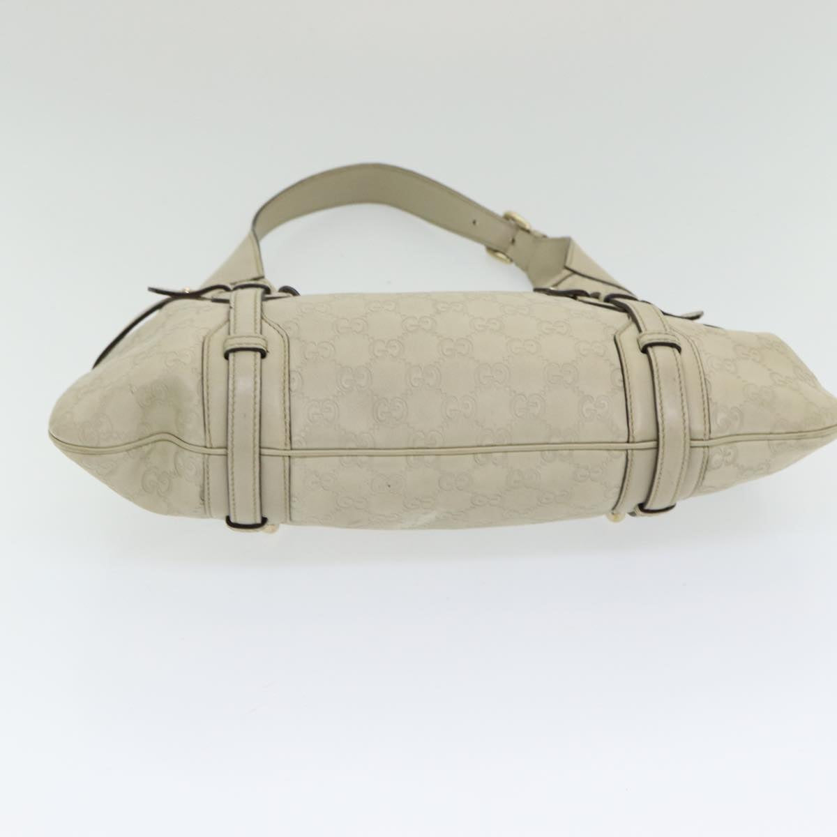 GUCCI ssima GG Shoulder Bag Leather Beige Auth ep5109